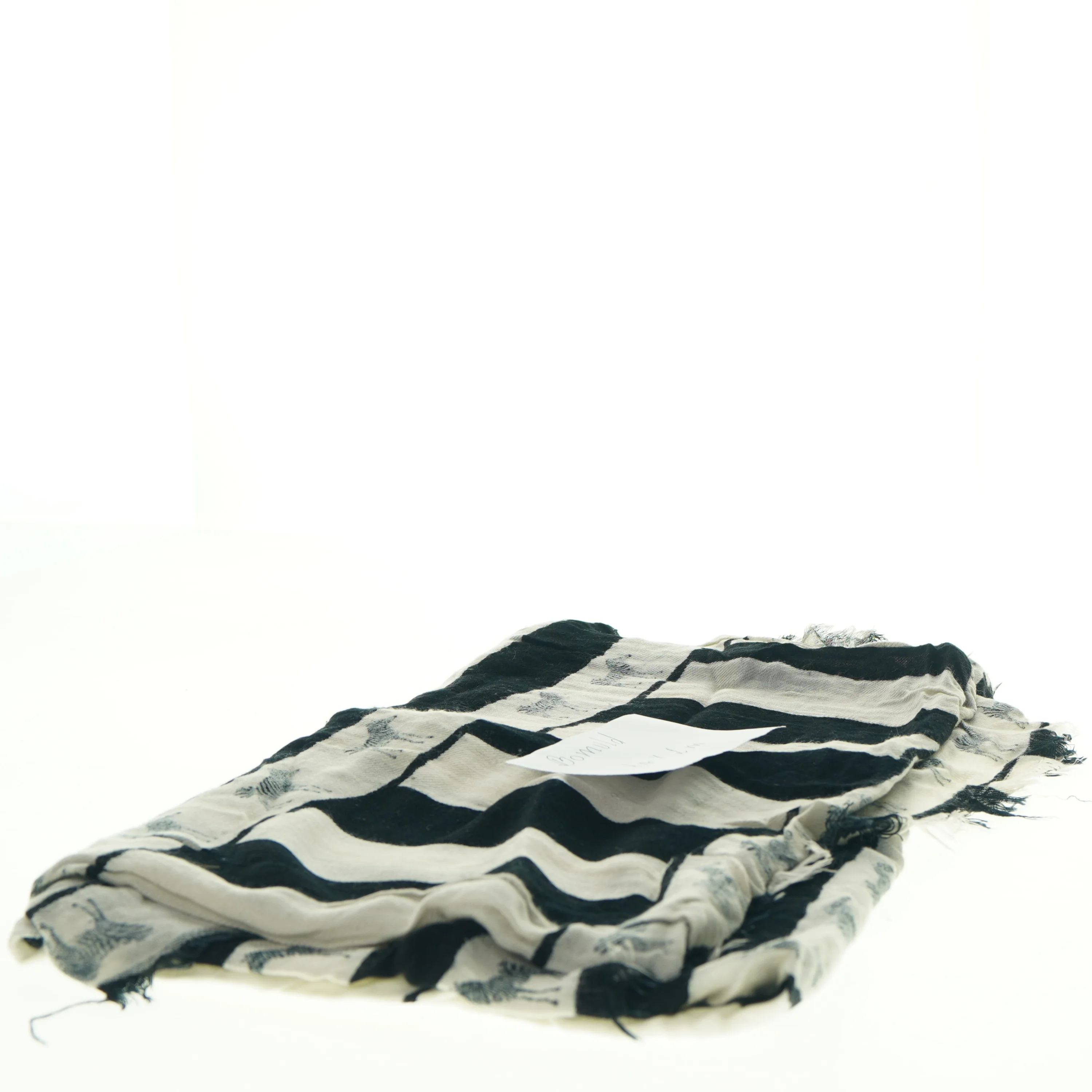 Sort-hvid bomuldssjal fra Zara med zebra mønster (str. 1 x 2 m)