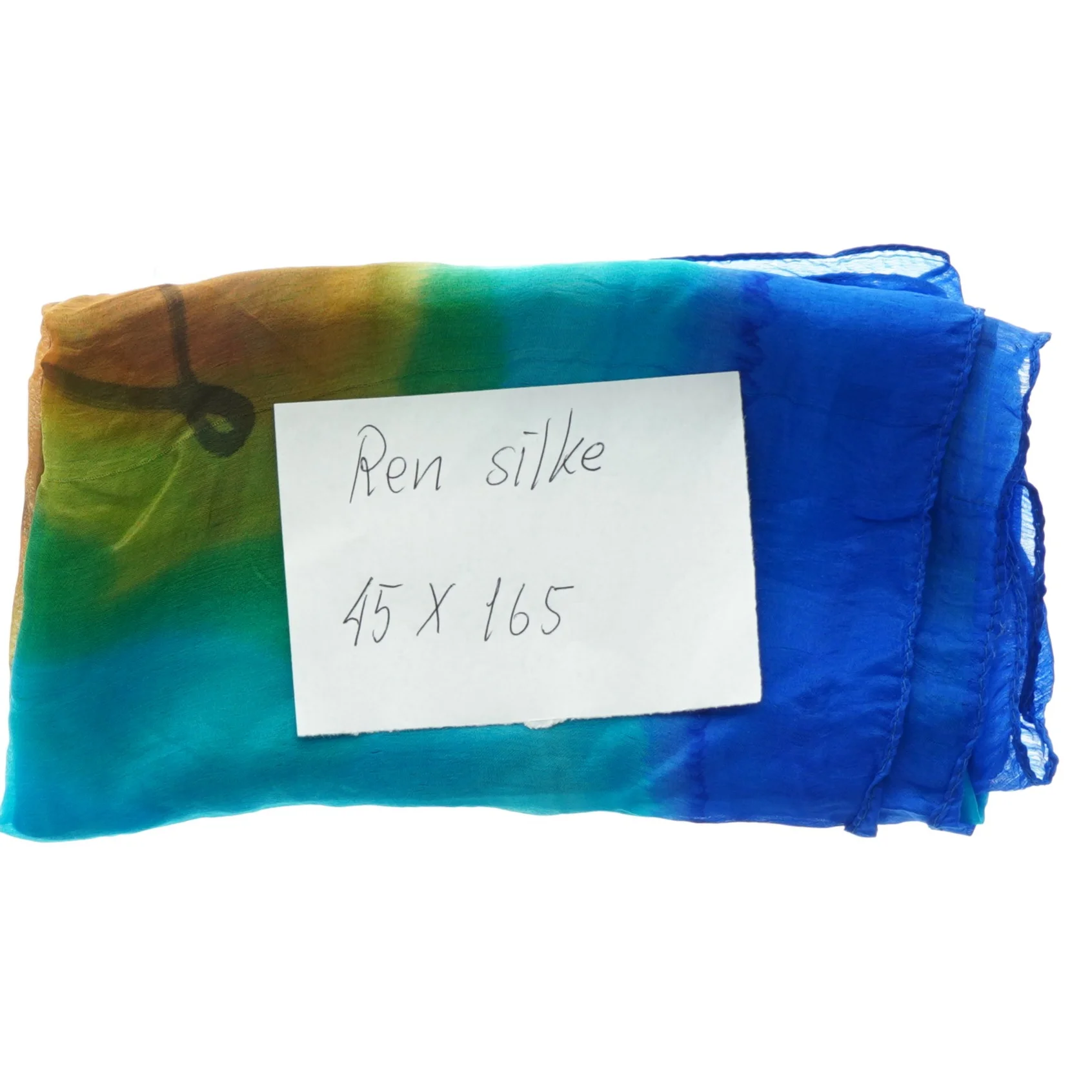 Flerfarvet silketørklæde (str. 45 x 165 cm)