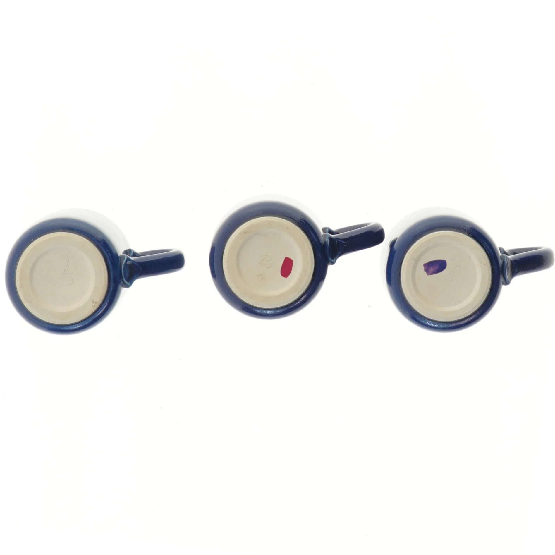 3 blå kopper (str. 9 cm) uden skår eller afslag