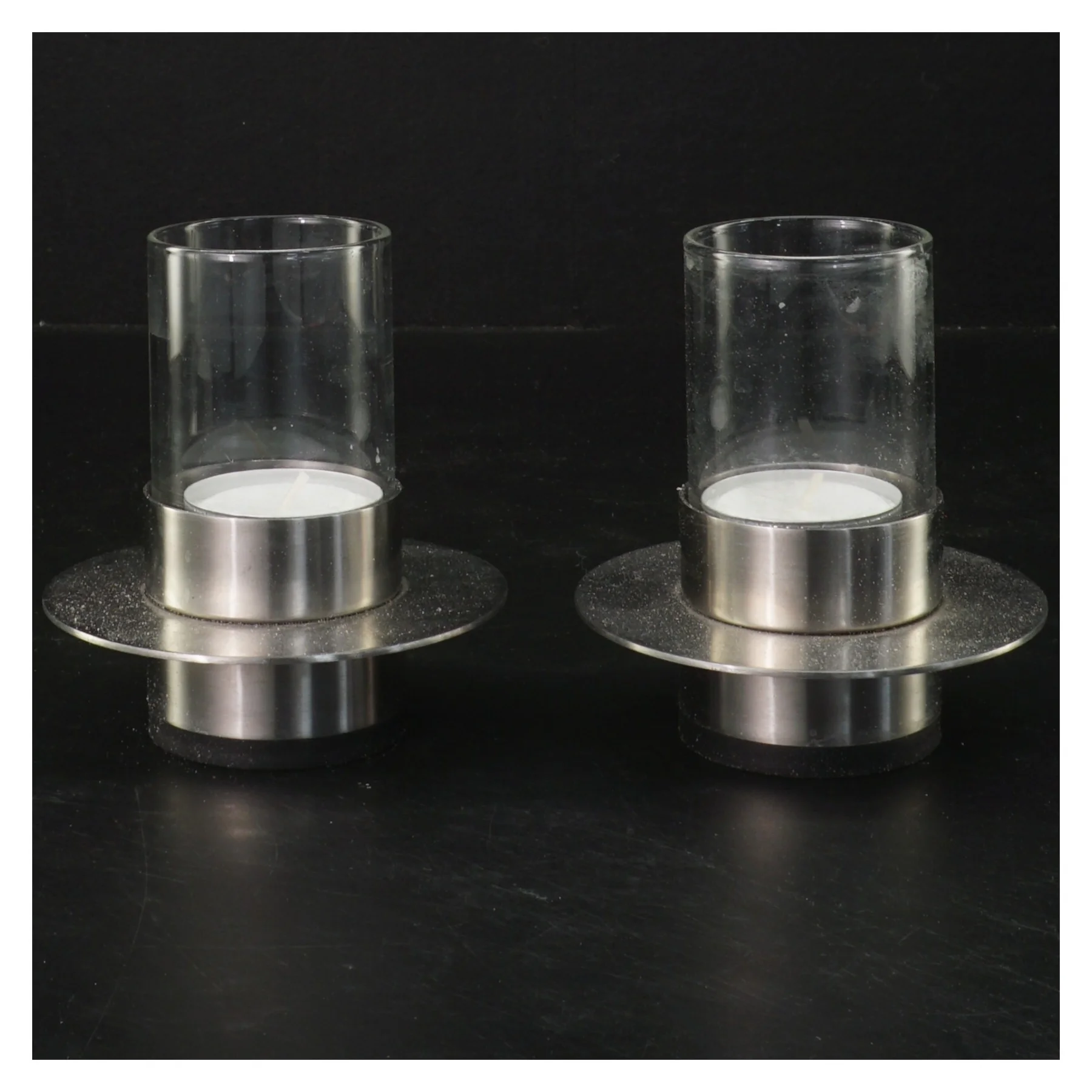 To fyrfads stager, Stelton,  i metal og glas (str. 10,5 cm)