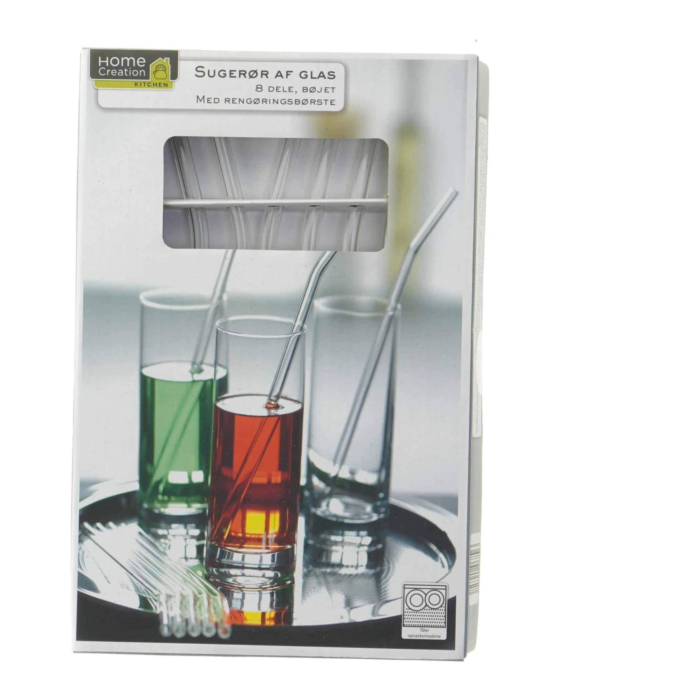 Sugerør af glas med rengøringsbørste (str. 23 cm)