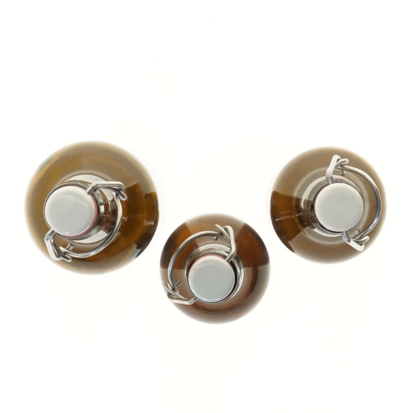 Tre store glasflasker med patentlukning (str. 22, 26 og 31 cm)