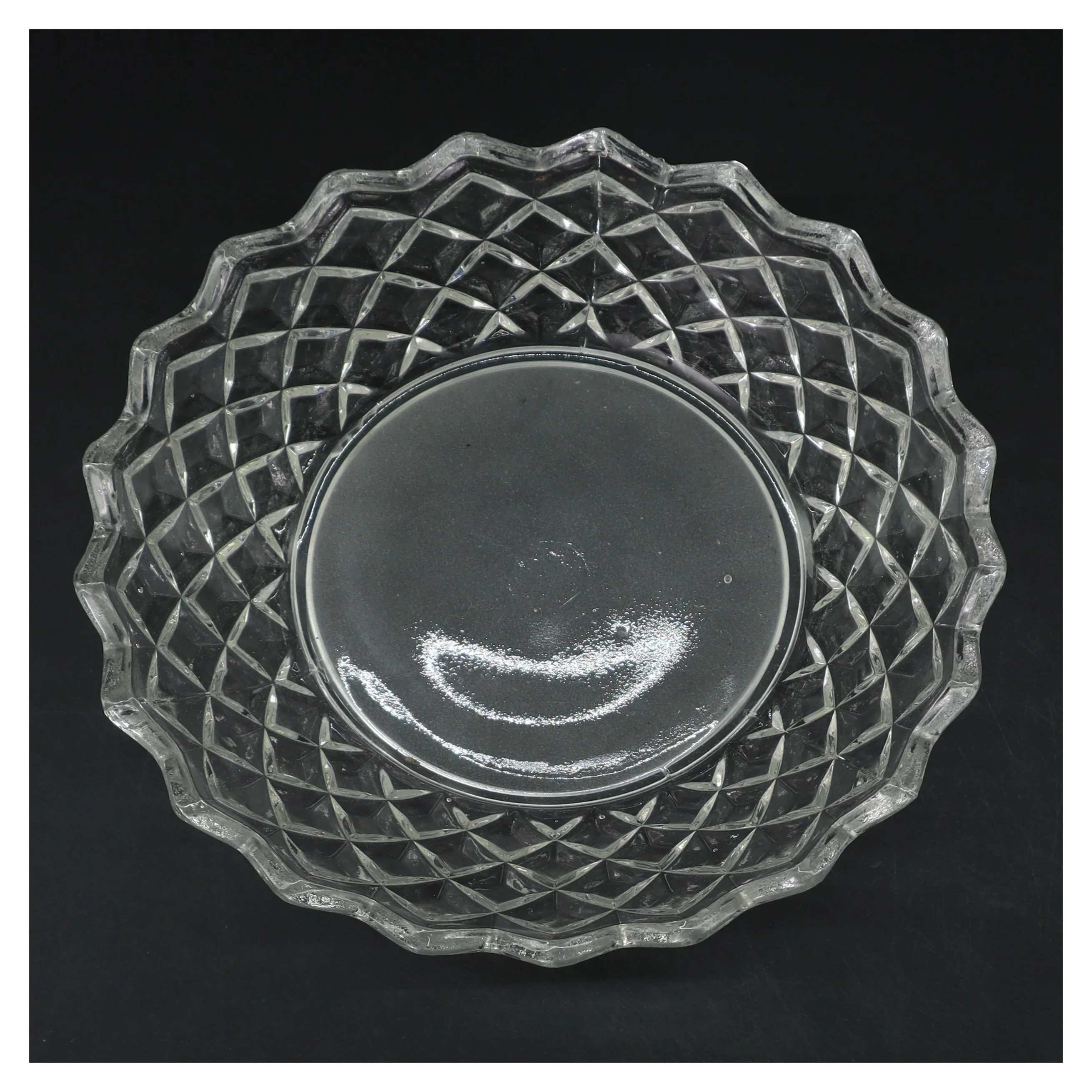 Krystal skål med mønster (str. Ø 21 cm)