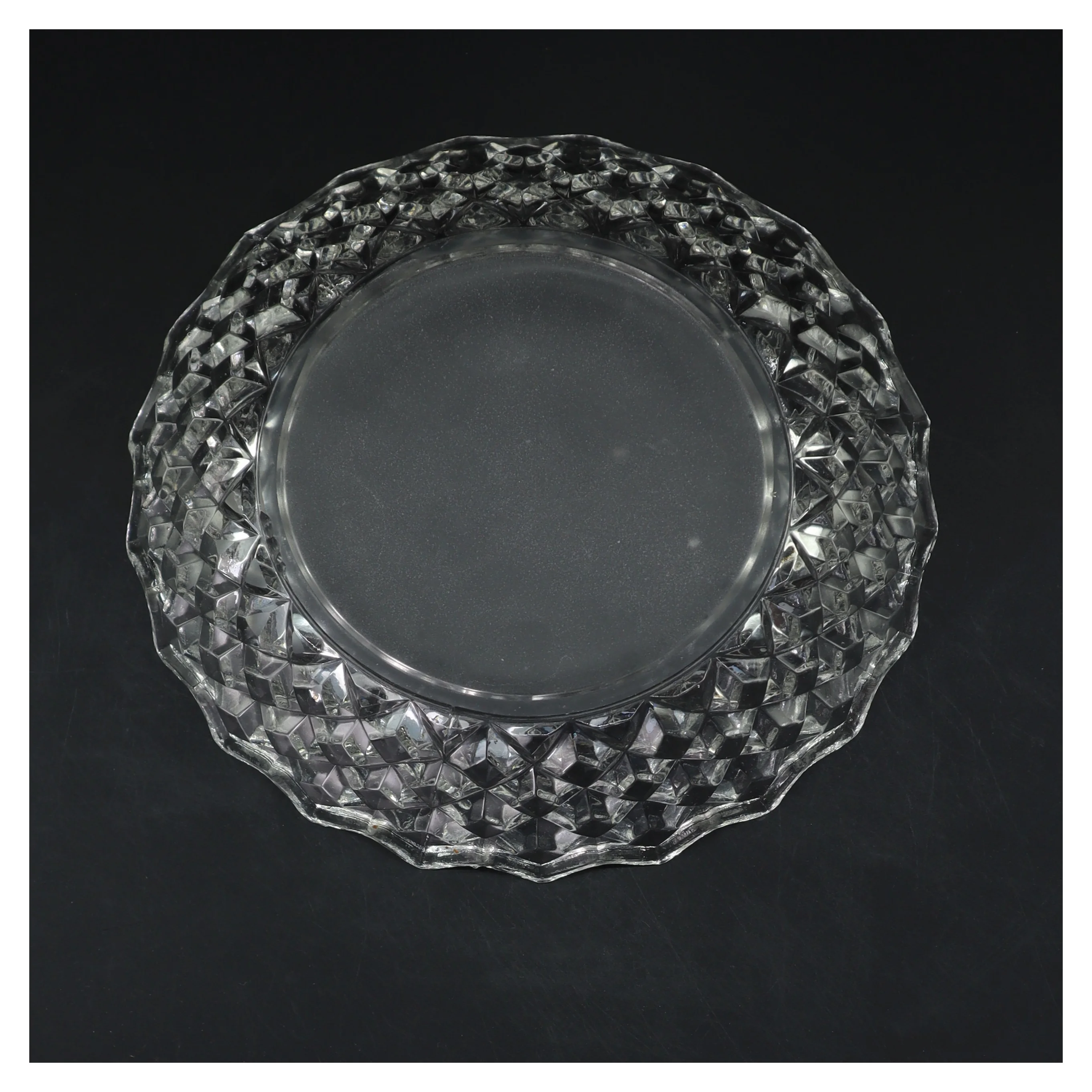 Krystal skål med mønster (str. Ø 21 cm)
