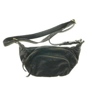 Sort bæltetaske i læder (str. 32 x 16 cm)