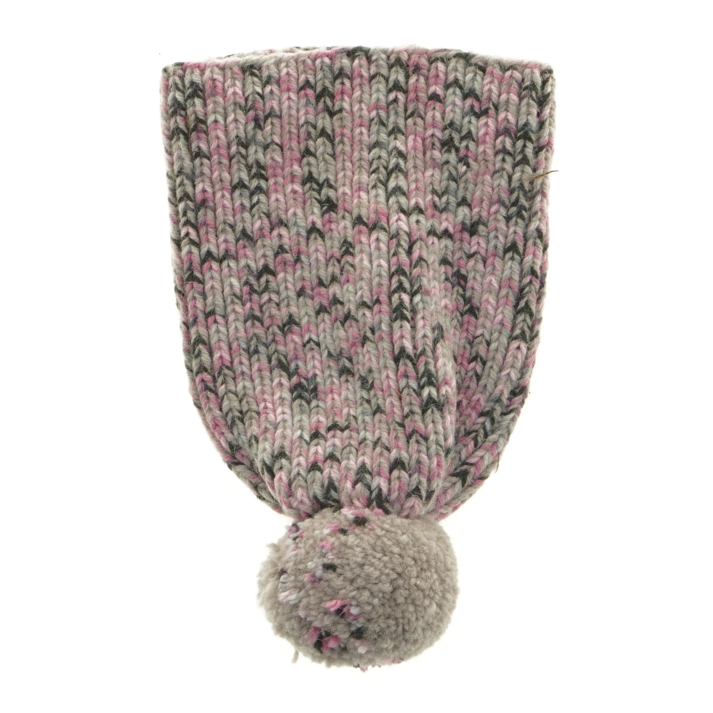 Strikket hue med pompon (str. 27 x 18 cm)