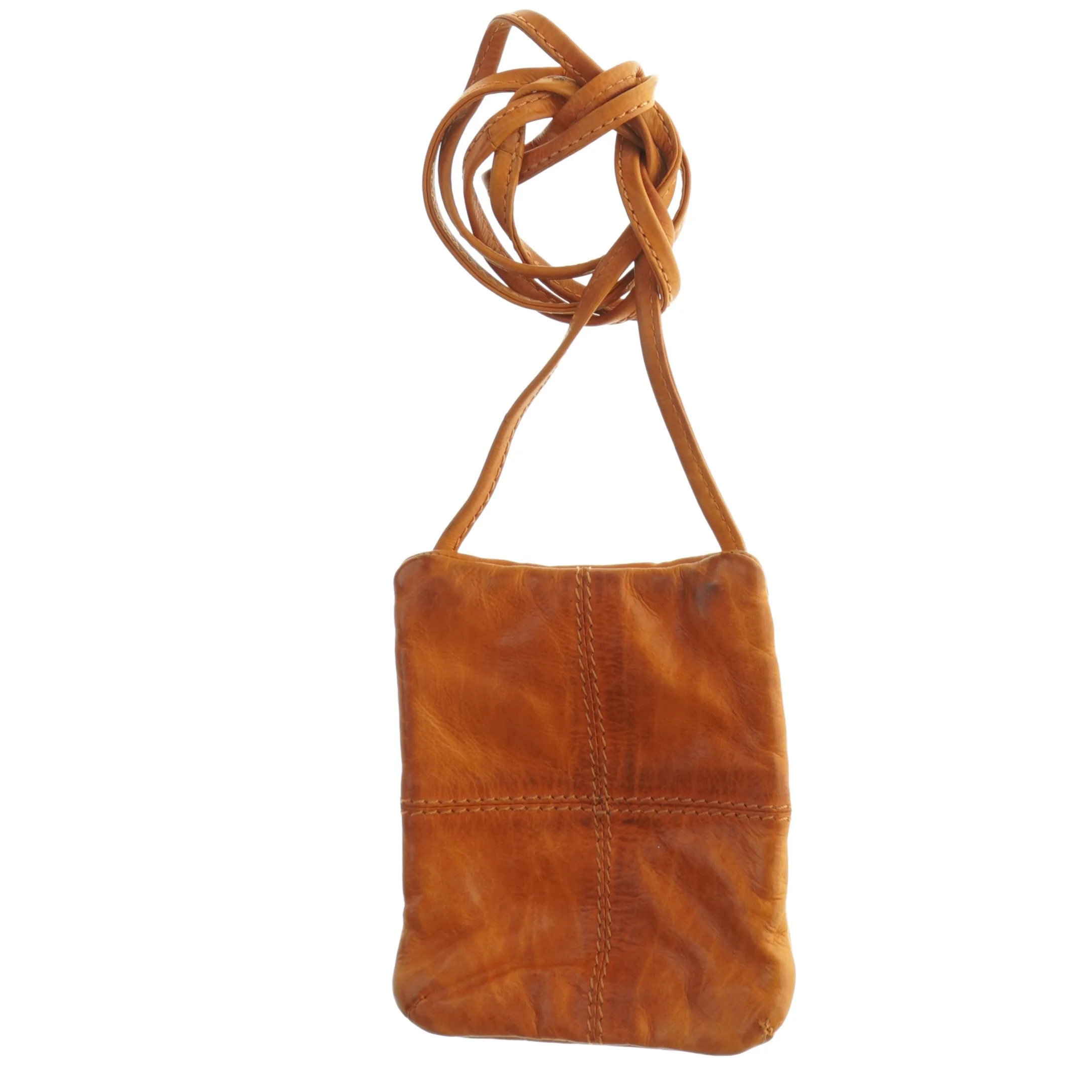 Læder crossover taske (str. 14 x 11 cm)