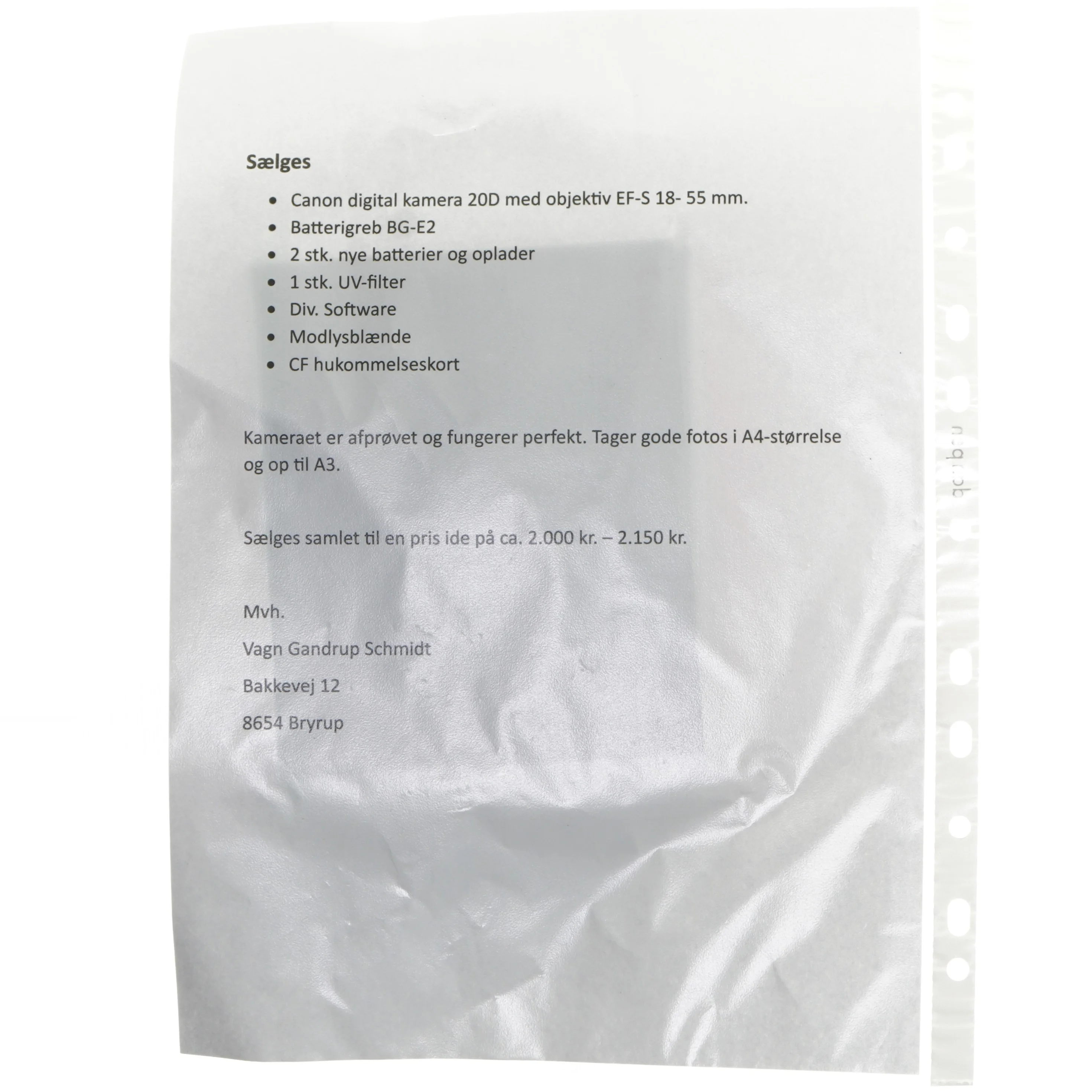  Kamera EOS 20D fra Canon