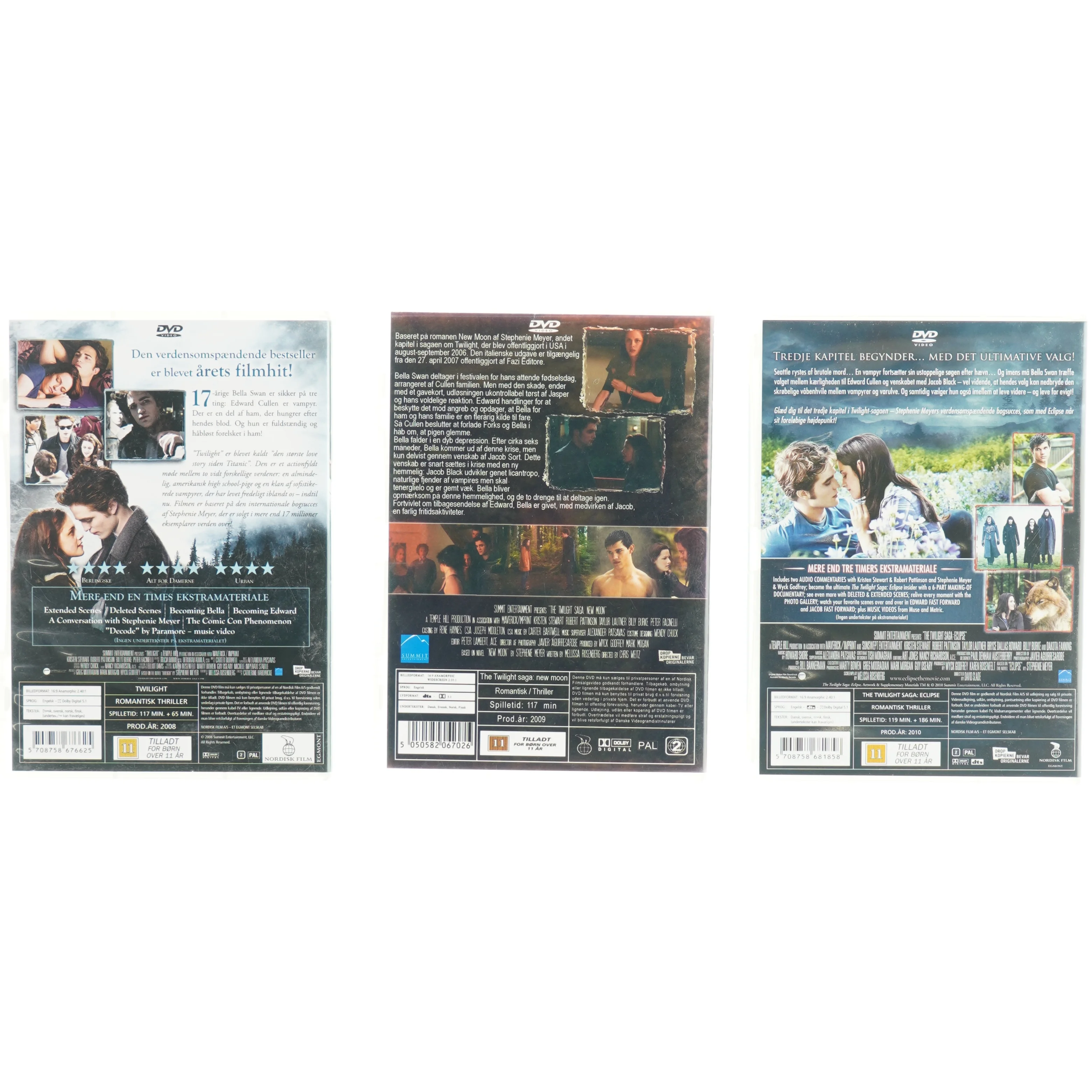 Twilight serien 1 2 og 3 fra DVD