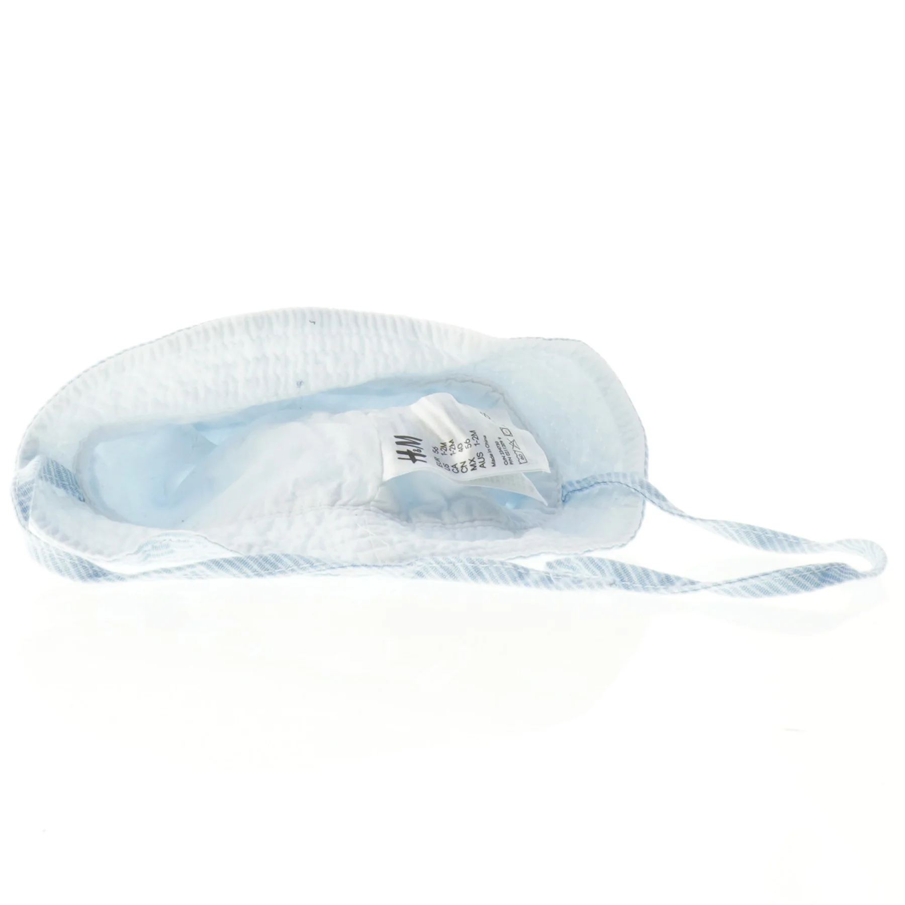 Blå og hvid stribet solhat til baby fra H&M (str. 56)
