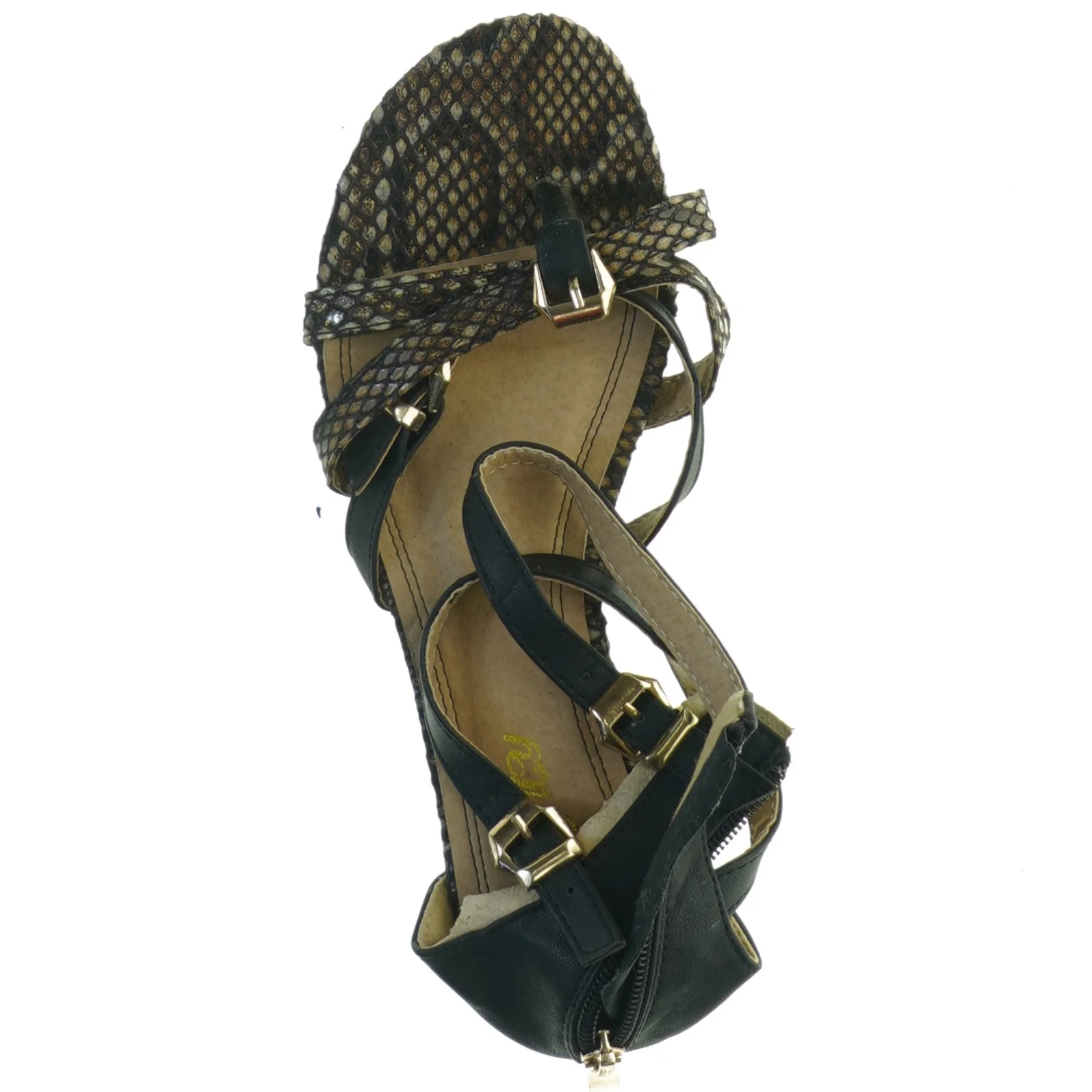 Sorte sandaler med hæl og lynlås (str. 37)