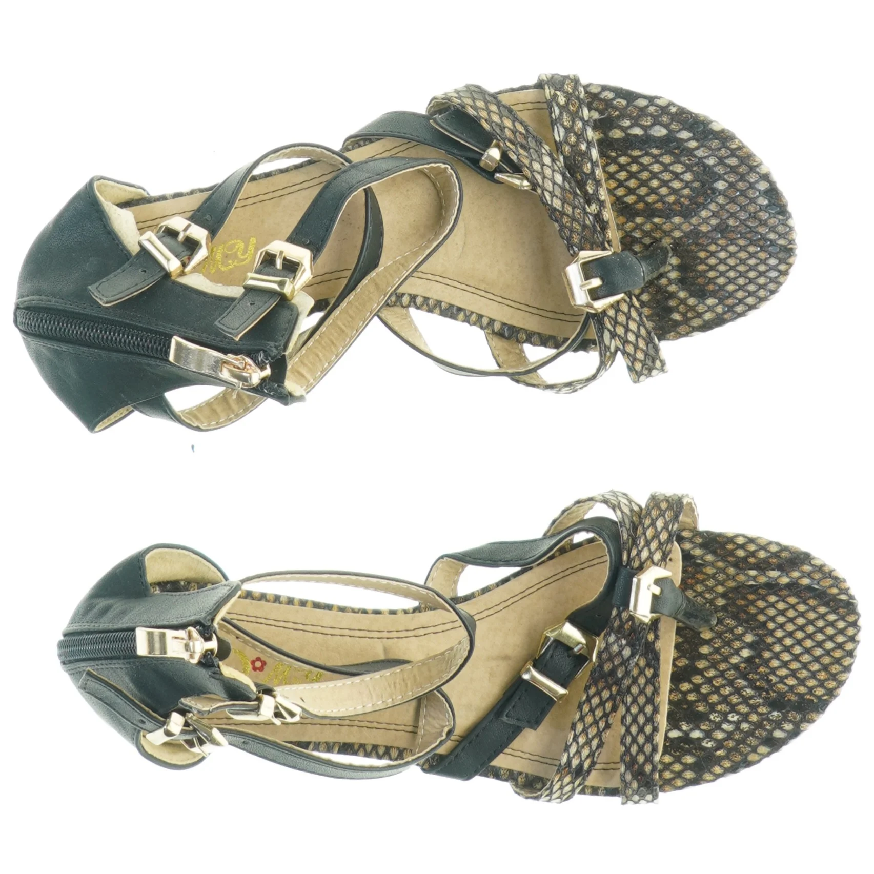 Sorte sandaler med hæl og lynlås (str. 37)