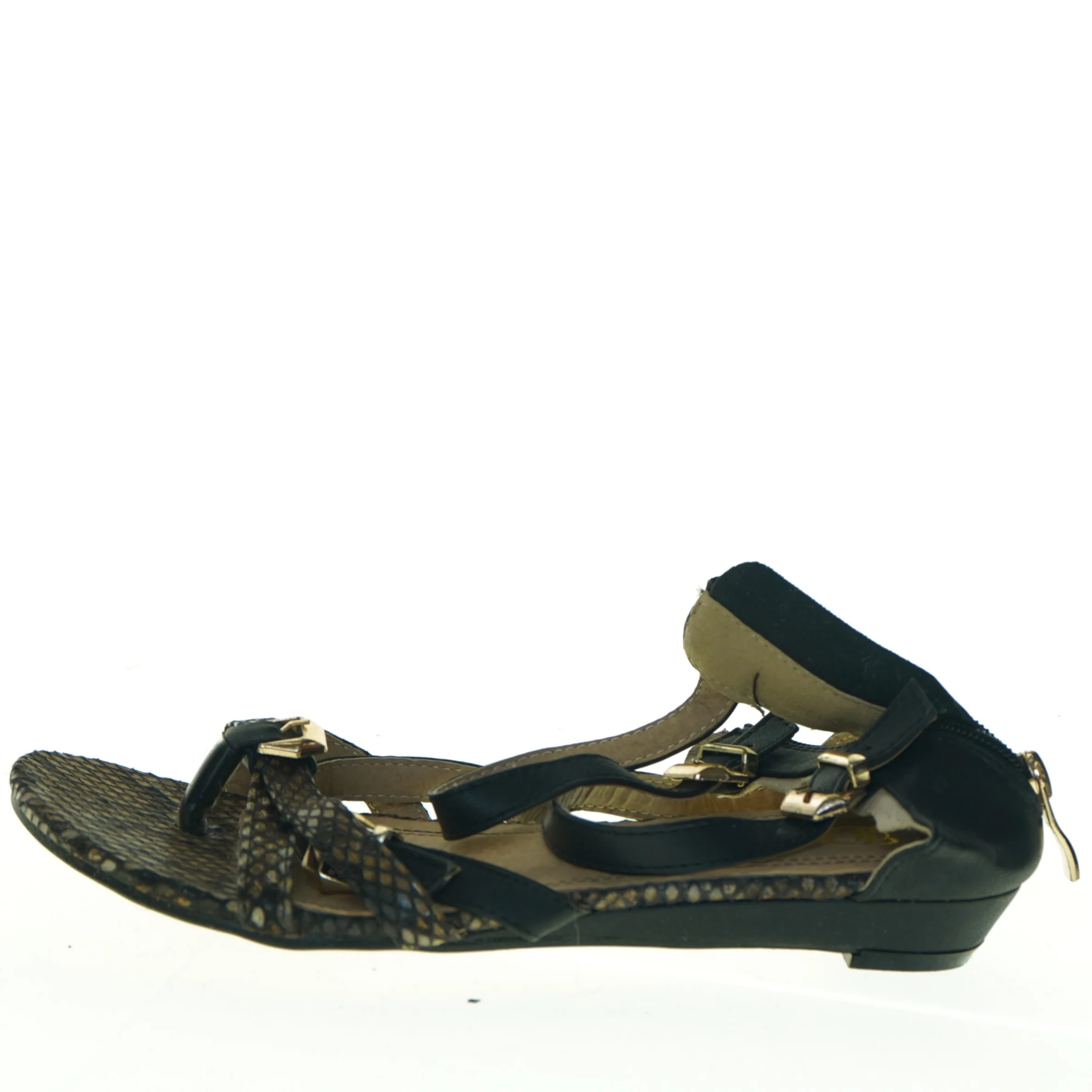 Sorte sandaler med hæl og lynlås (str. 37)