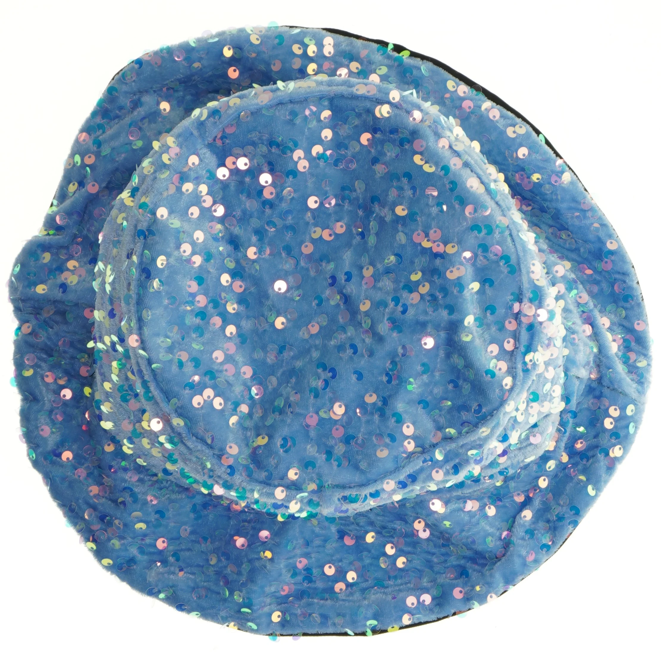 Blå hat med pailletter (str. Ø 20 cm)