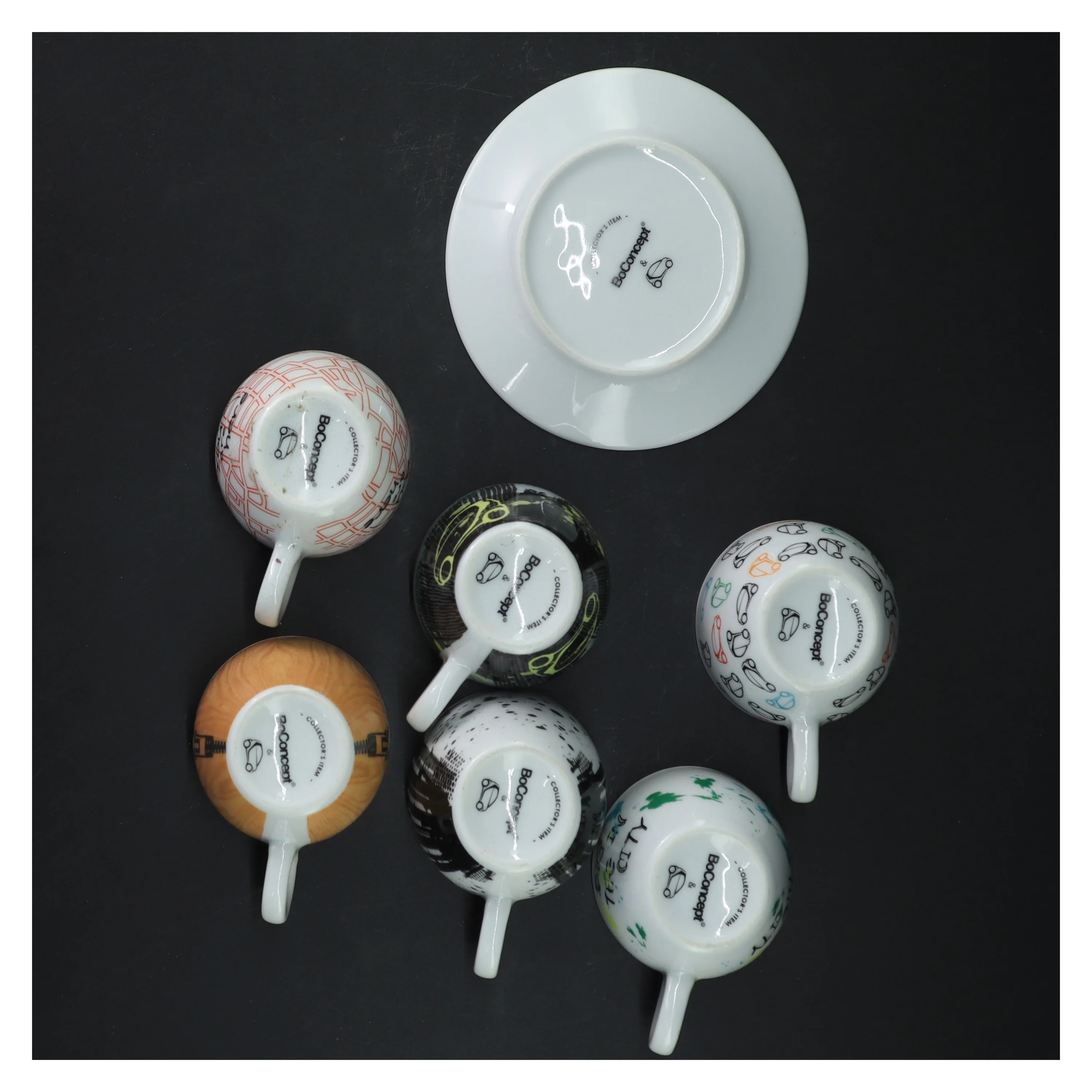 Sæt med kopper og underkopper fra BeConcept (str. 6 styk, ø 11 og 6 cm)