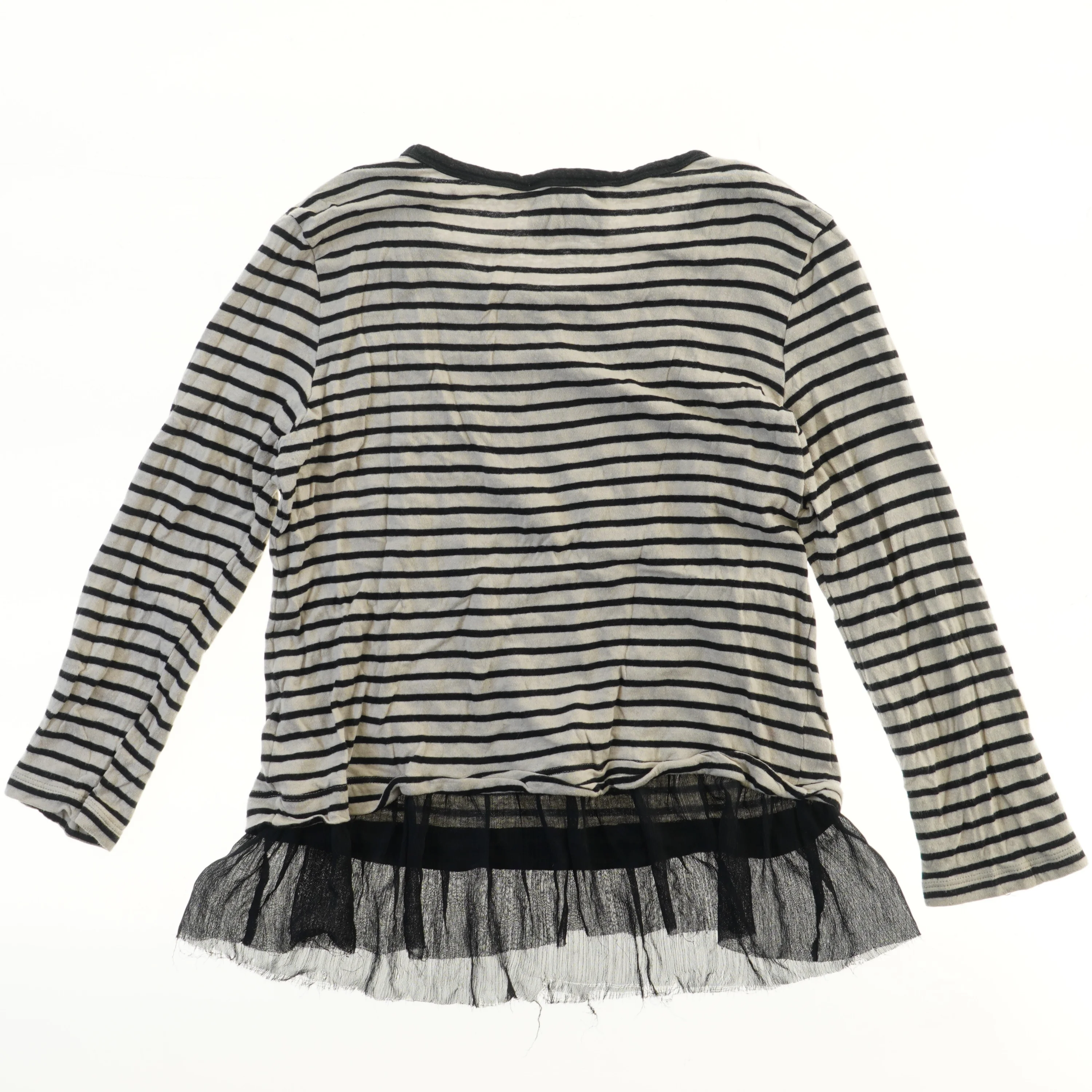 Mads Nørgaard langærmet stribet bluse med tyl (str. S)