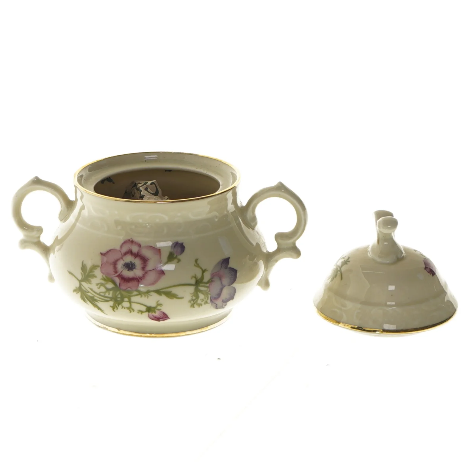 Porcelæn sukkerskål med låg (str. 13 cm)