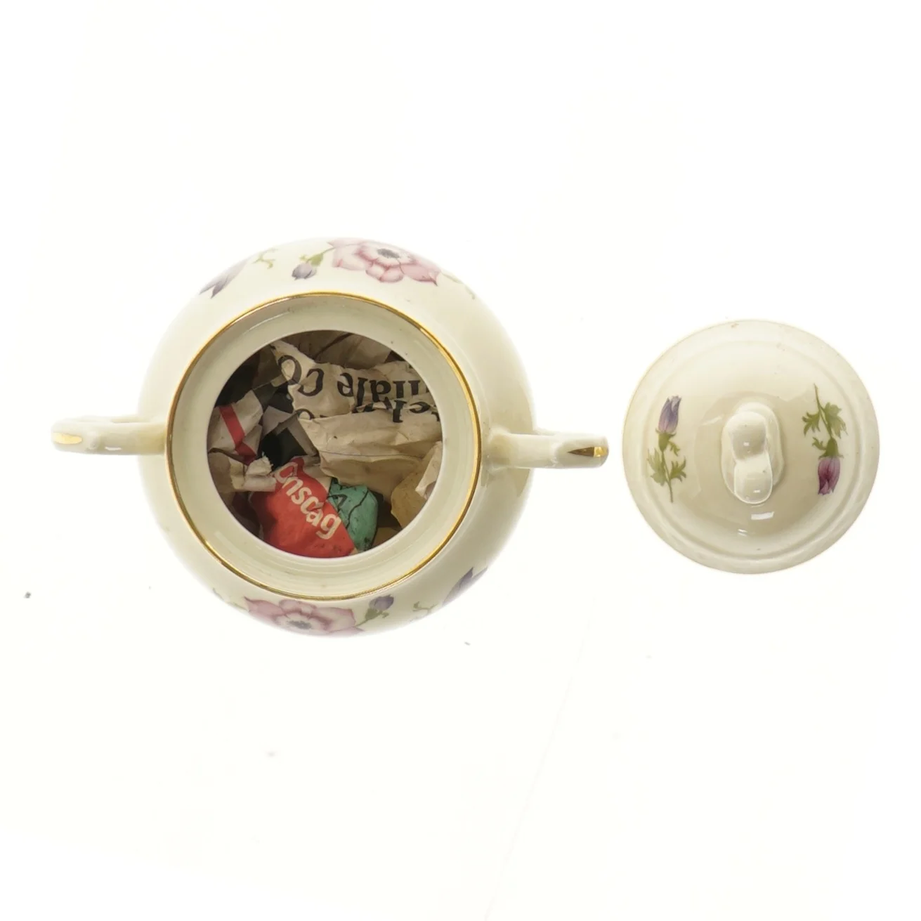 Porcelæn sukkerskål med låg (str. 13 cm)