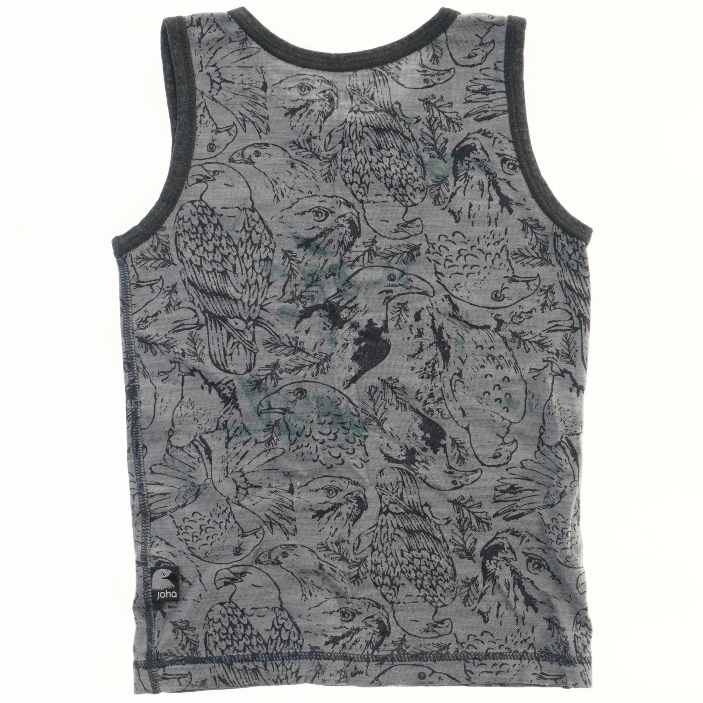 Uld/bomuld Joha undertrøje med fuglemotiv fra Joha (str. 140)
