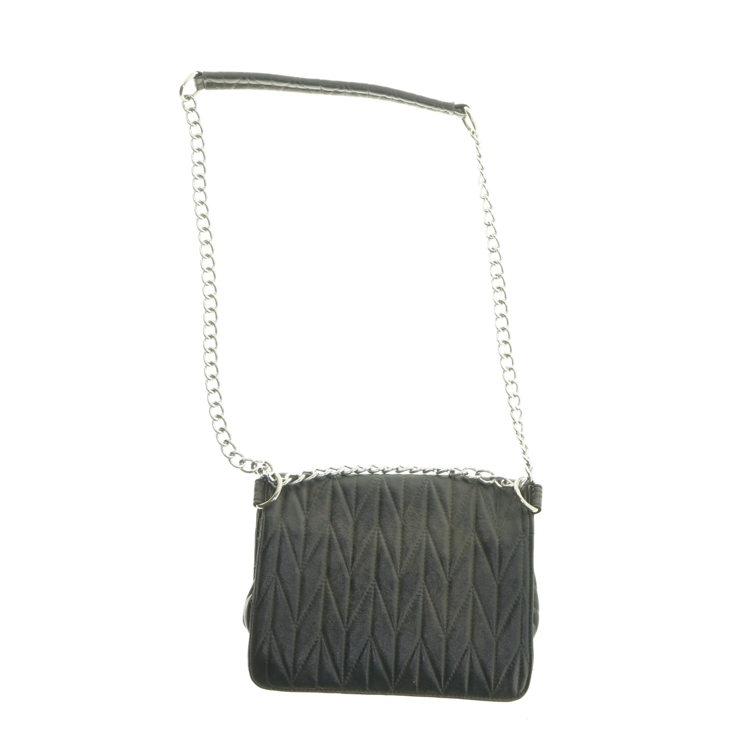 Sort skuldertaske med kæderem (str. 26x20 cm)