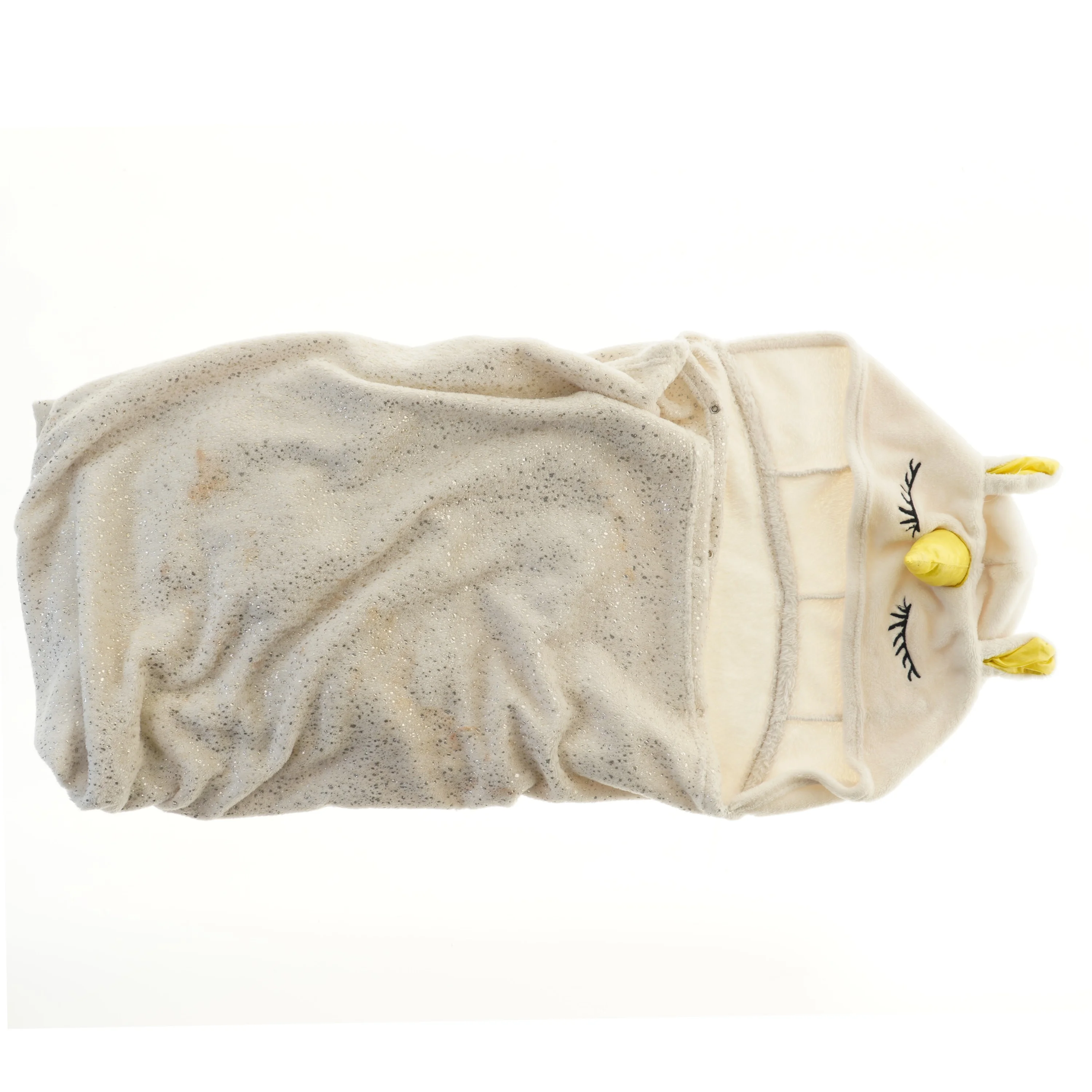 Børne slag/kappe/sovepose med enhjørning motiv (str. 168x115 cm)