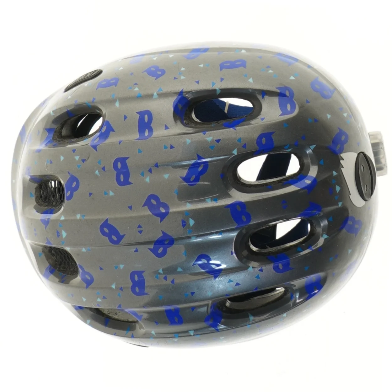 Børnehjelm med blå maskemønster fra Abus (str. størrelse 45-50, ø 18 cm)