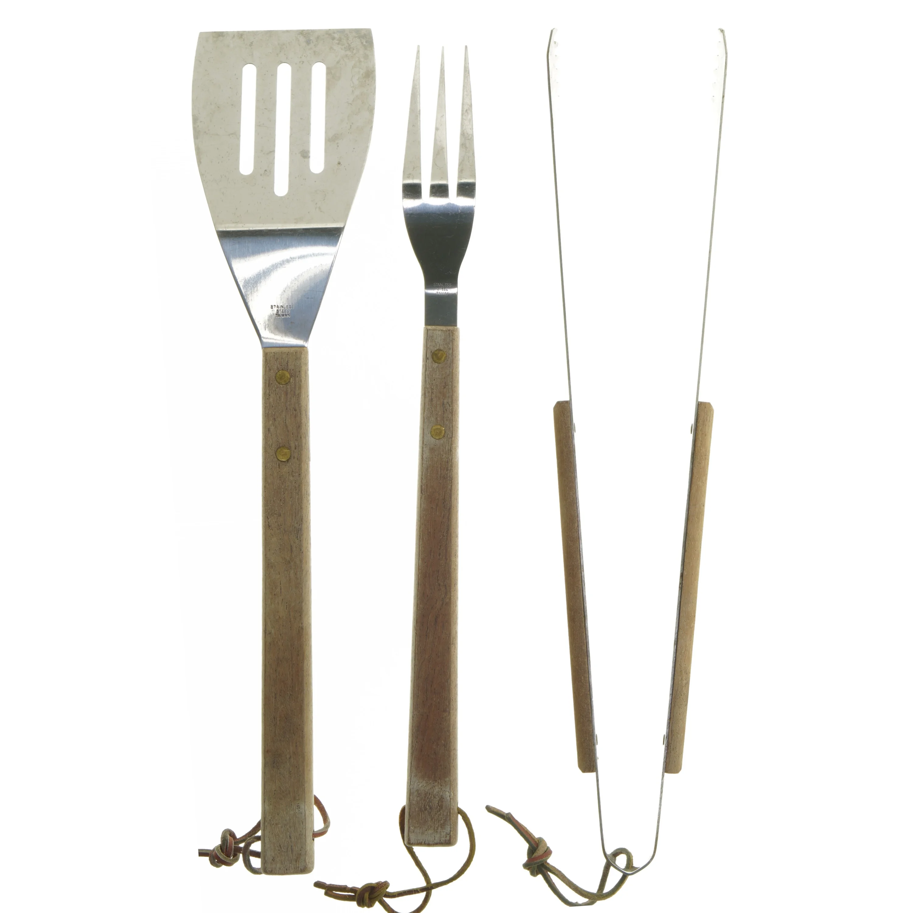 Grillredskabssæt med træhåndtag (str. 46 cm)