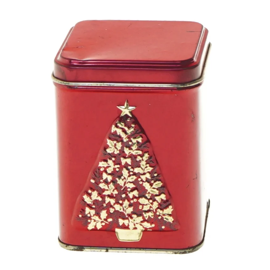 Rød Juletræsmetalbeholder (str. 10x7 cm)