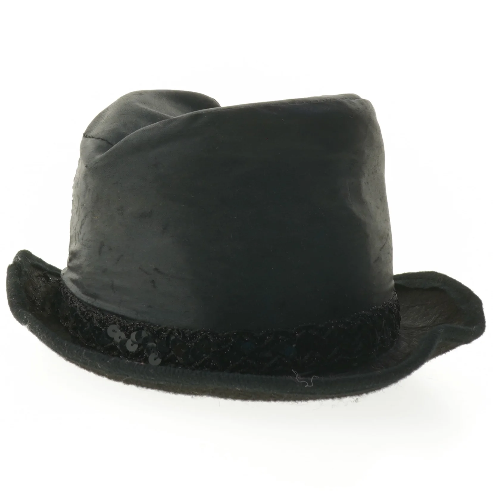 Sort hat med dekorativ bånd (str. Ø 18 cm)