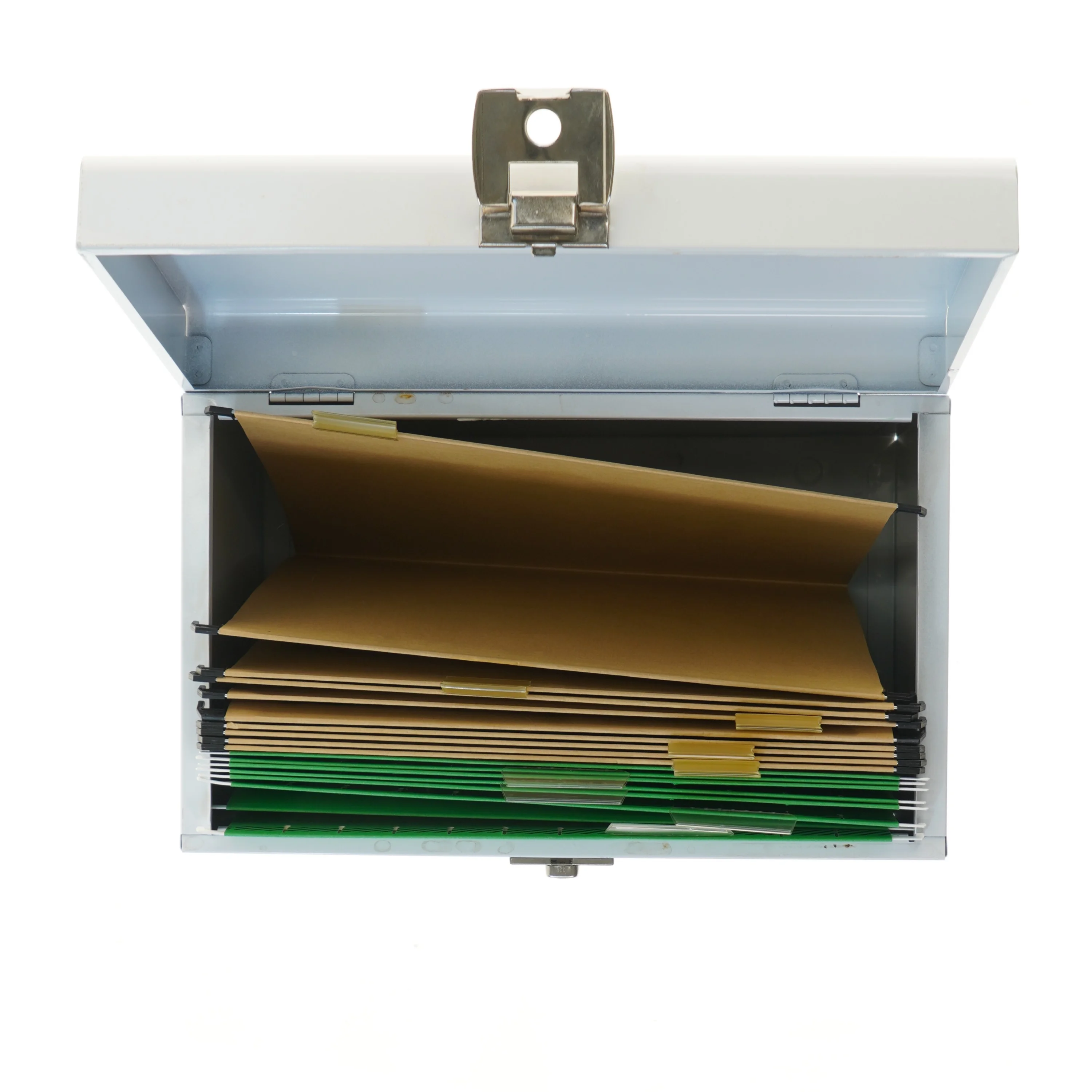 Metal opbevaringskasse med låg (str. 28,5x37x22 cm)