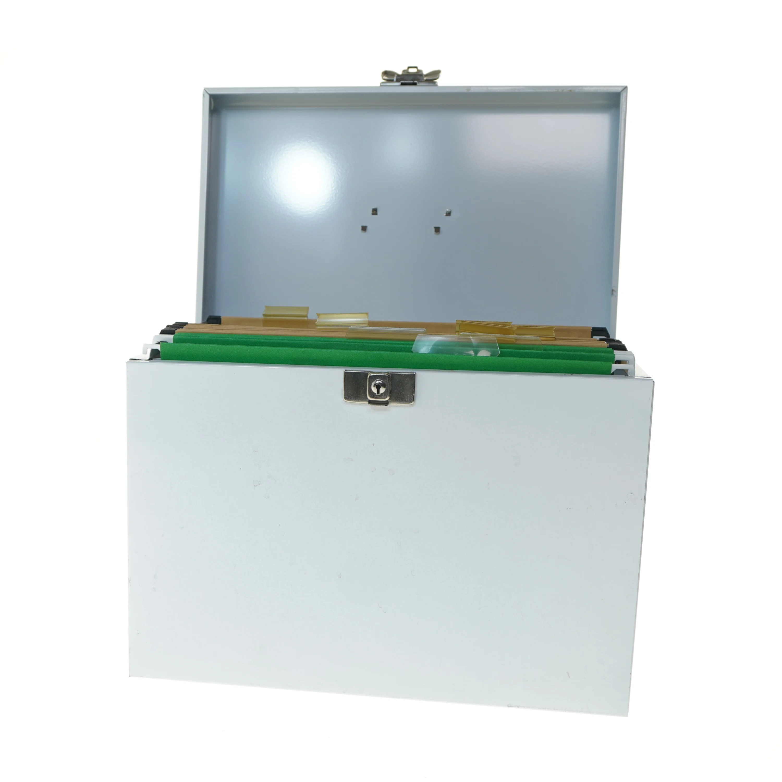 Metal opbevaringskasse med låg (str. 28,5x37x22 cm)