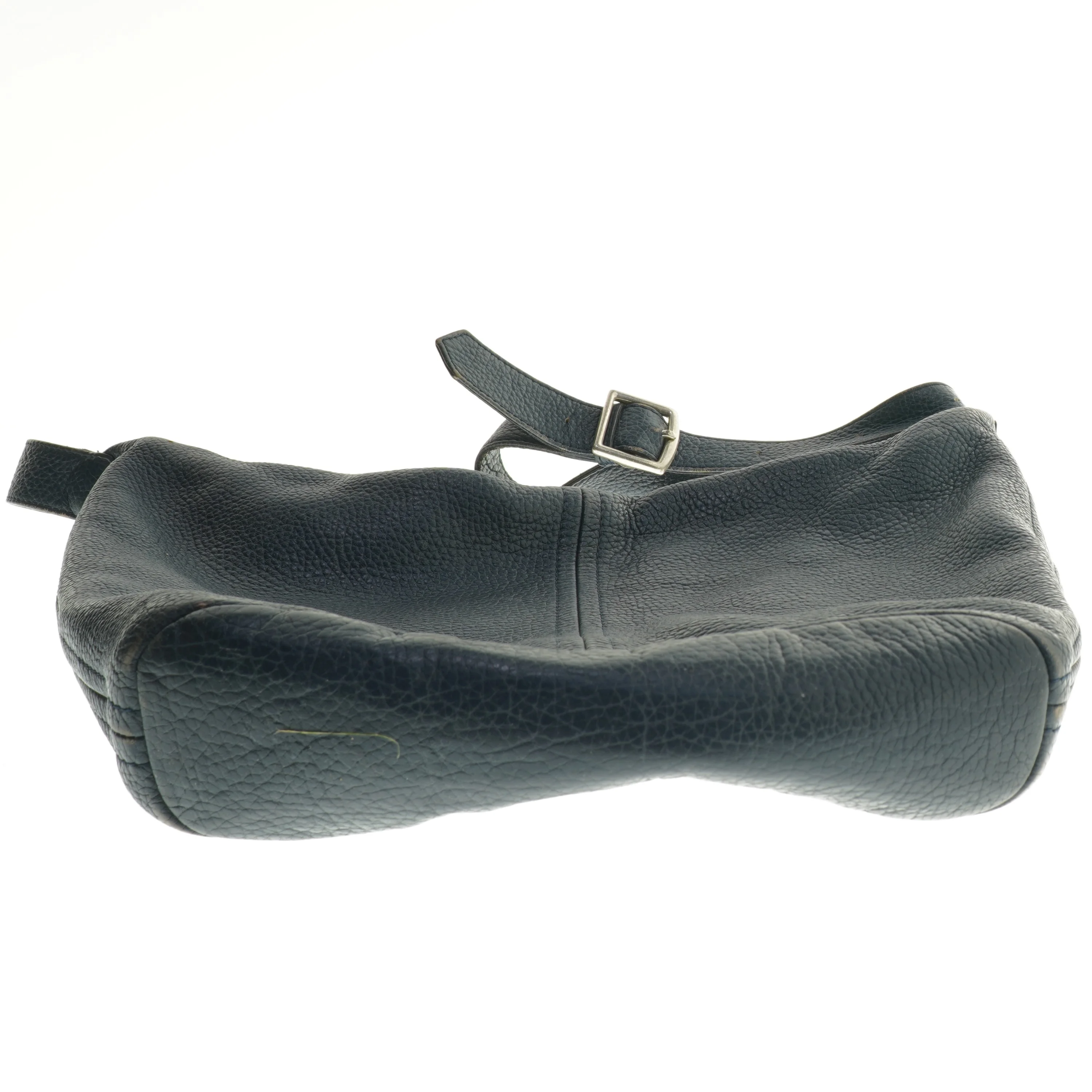 Mørkeblå læder skuldertaske (str. 30x34 cm)