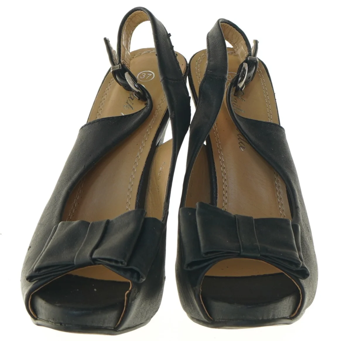 Sorte stiletter med åben tå fra Laik Moda (str. 37 )