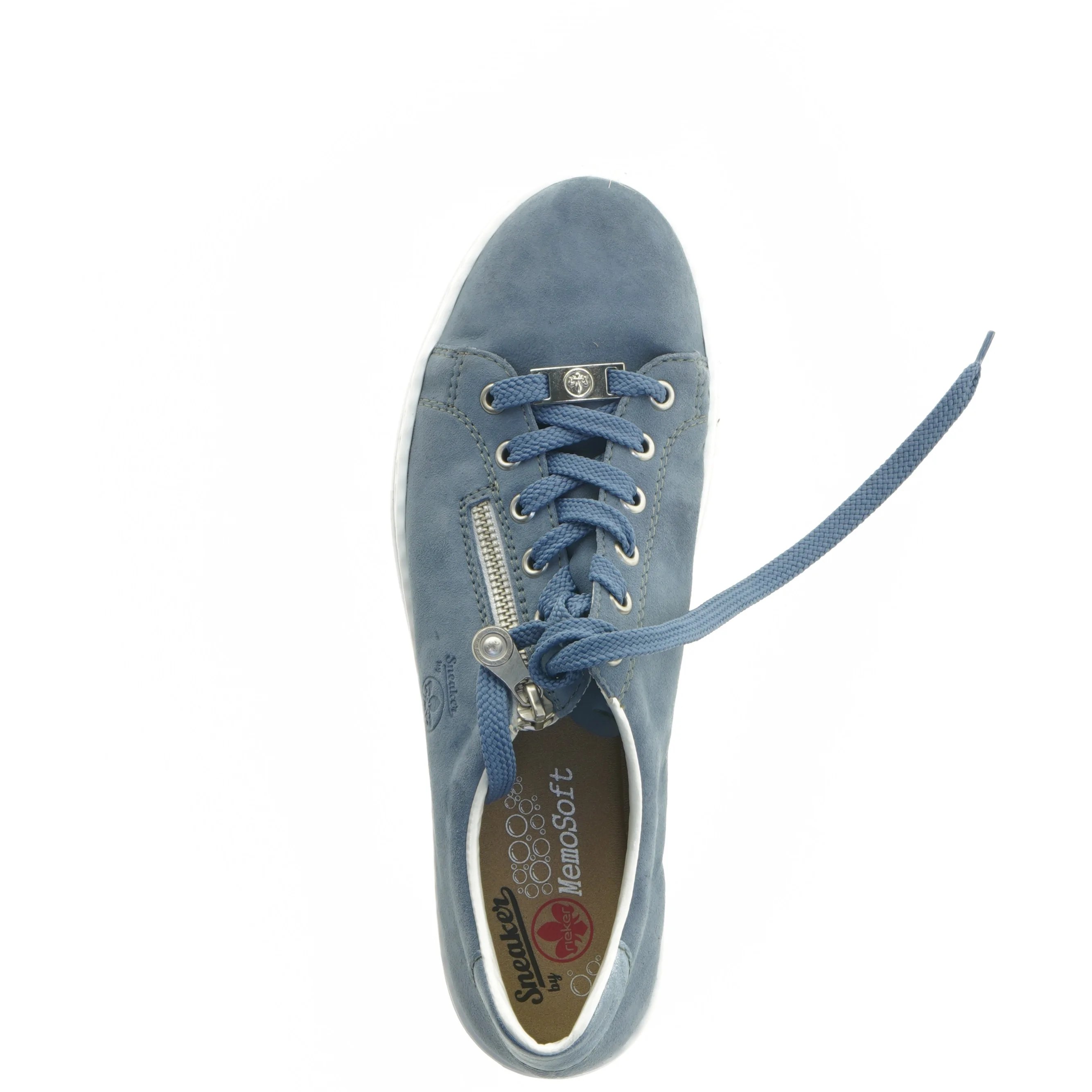 Blå sneakers med snørebånd og lynlås fra Rieker (str. 42 )