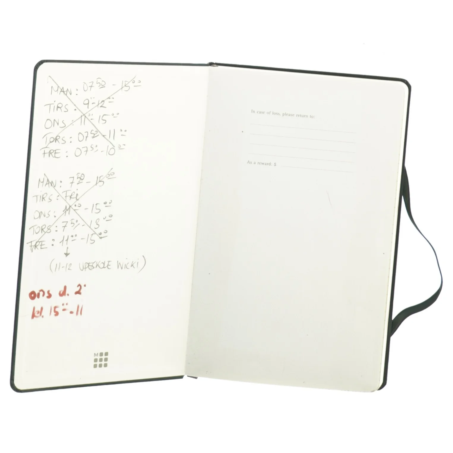 Kalender bog fra Moleskine (str. 21 x 13 cm)