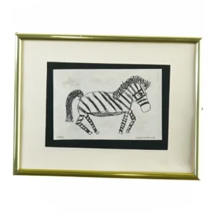 Billedramme med tegning af zebra (str. 25 x 20 cm)