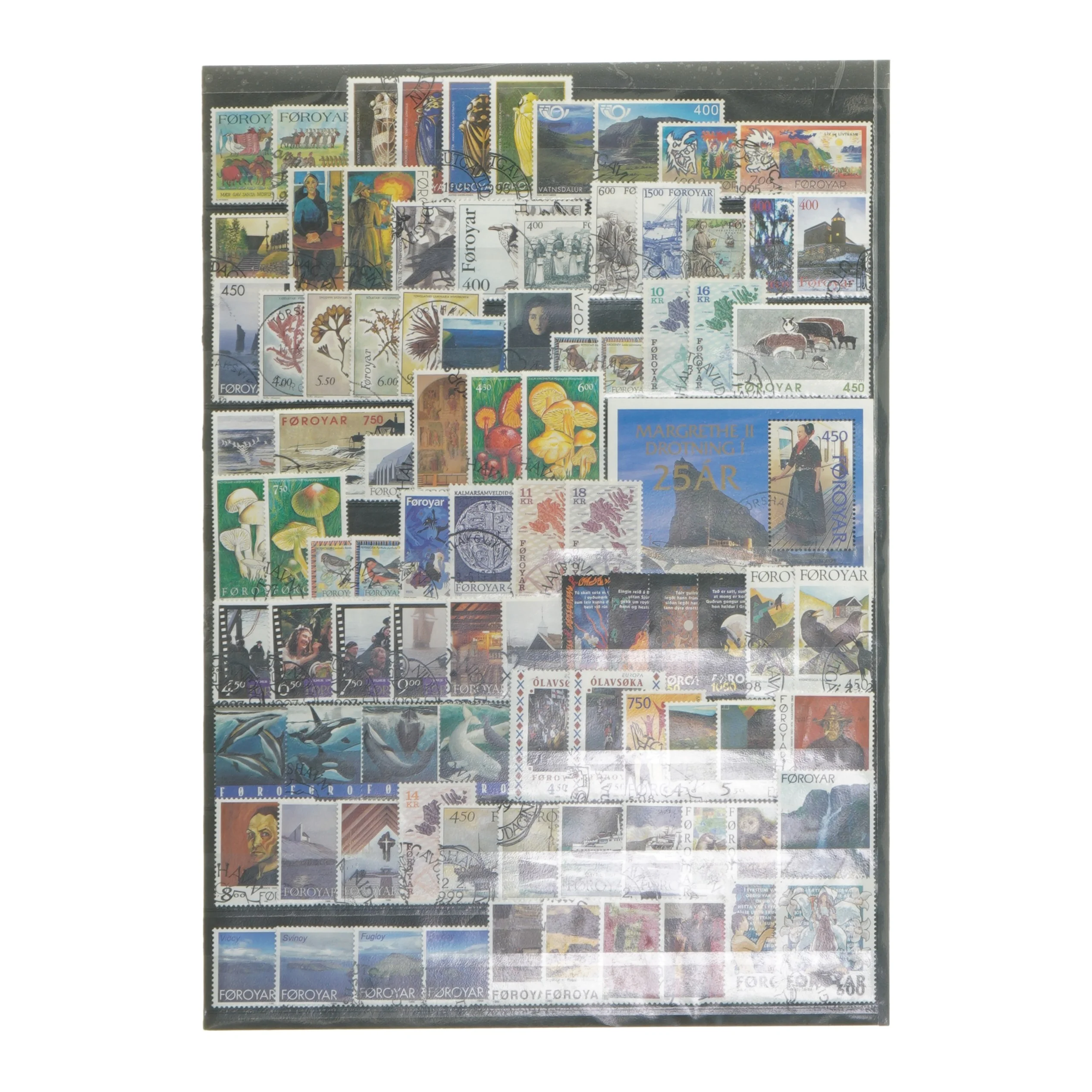 Frimærkesamling fra Færøerne 1990-99 stemplet