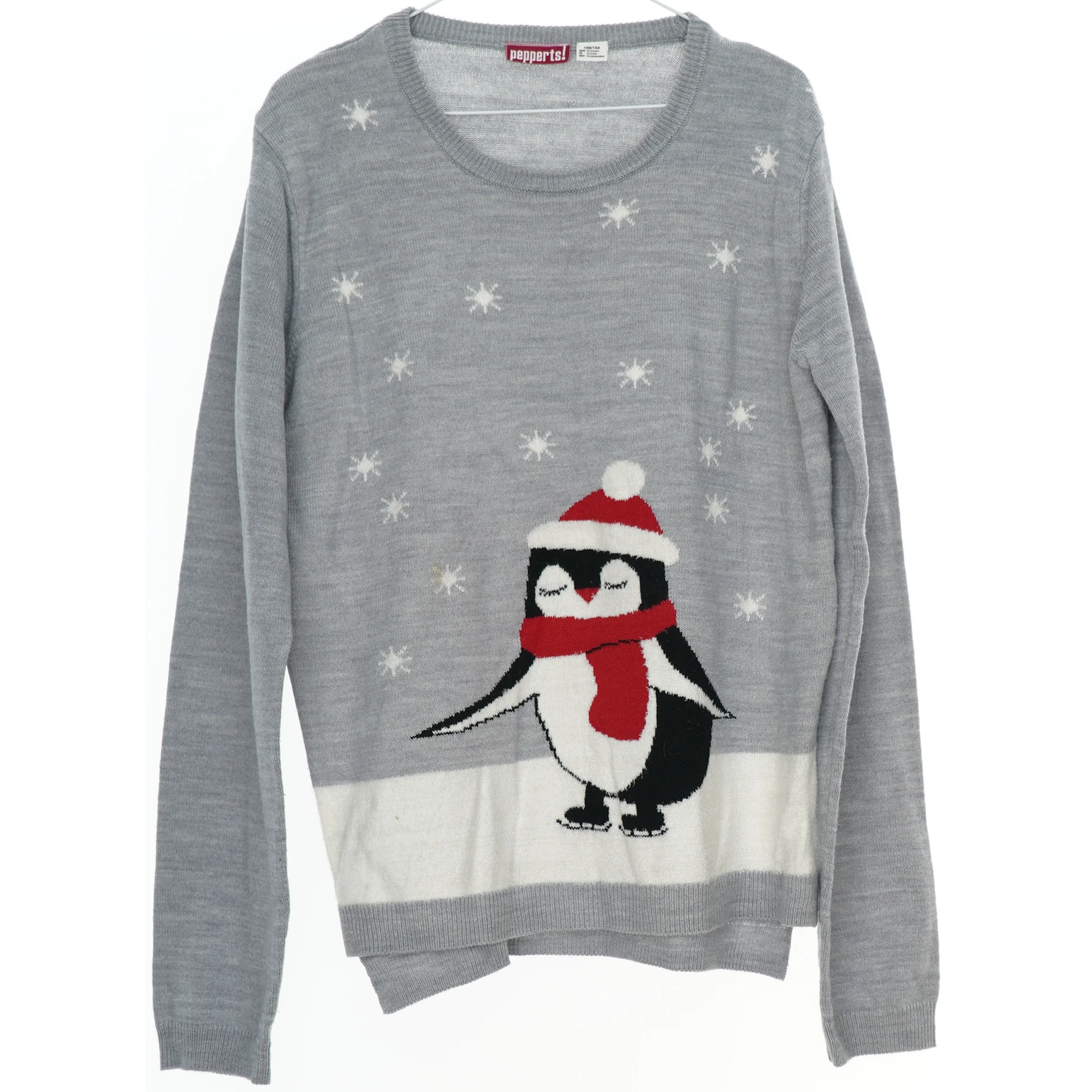 Grå sweater med pingvinmotiv fra Pepperts (str. 158)