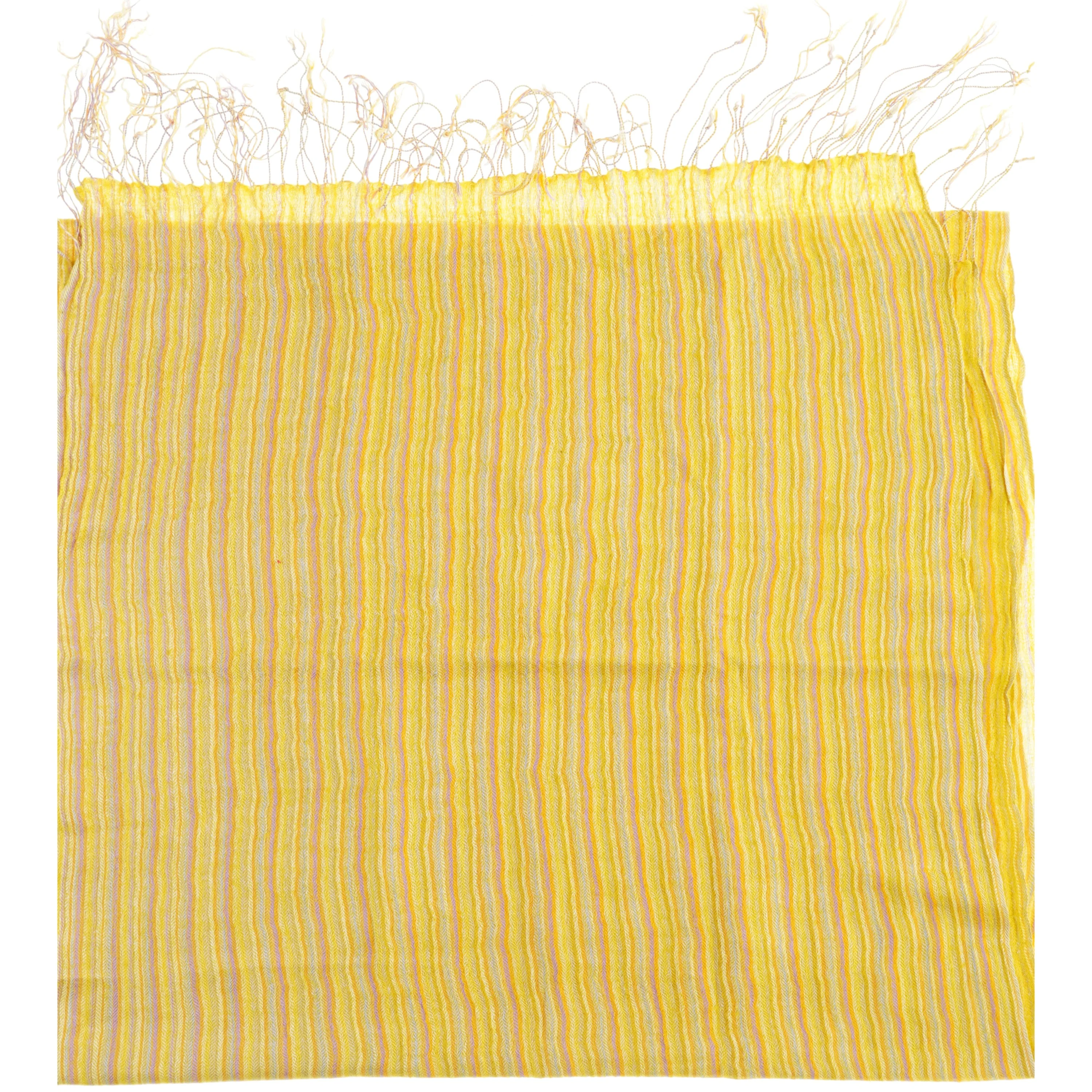 Gult uldtørklæde med striber (str. 55 x. 200 cm)