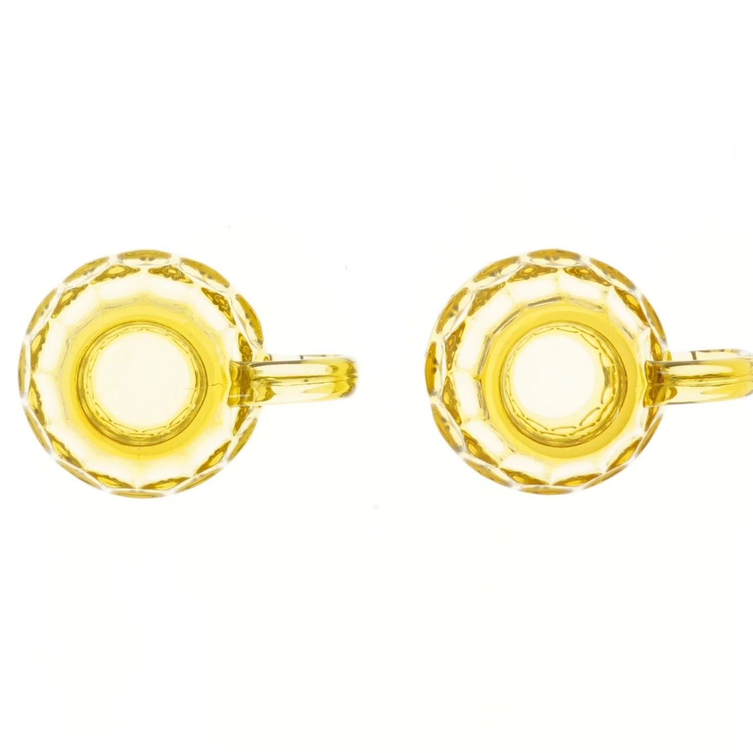 Retro ølkrus i gult glas (str. 2 stk Ø 8,5 cm højde 9 cm)