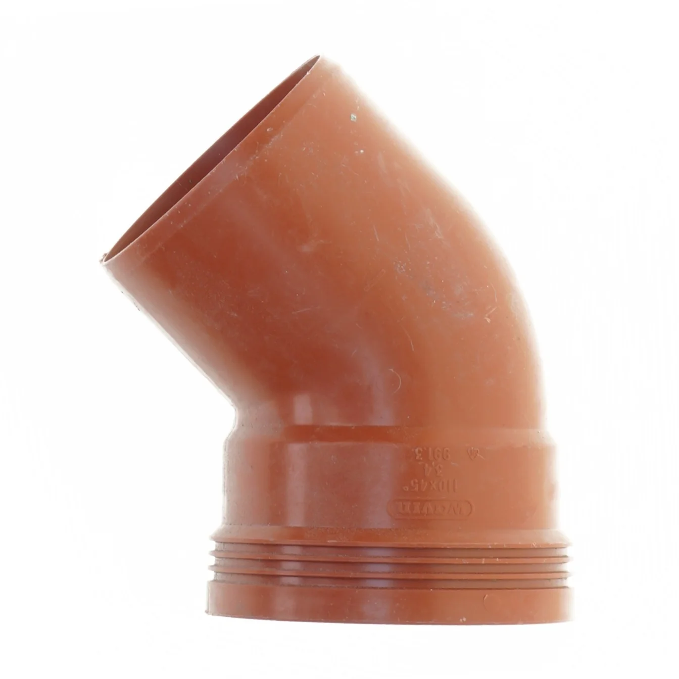 Kloakrør, fitting, bøjning fra Wavin (str. 110 mm 45 grader)