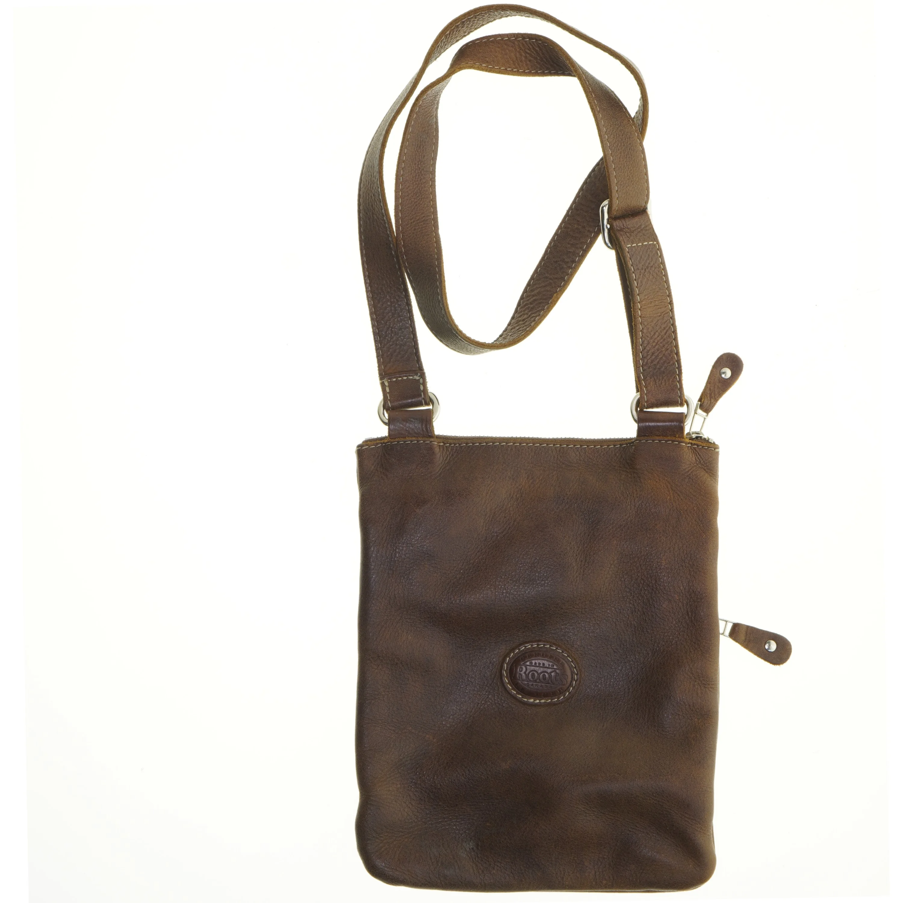Brun læder skuldertaske fra Roots (str. 27x22 cm)