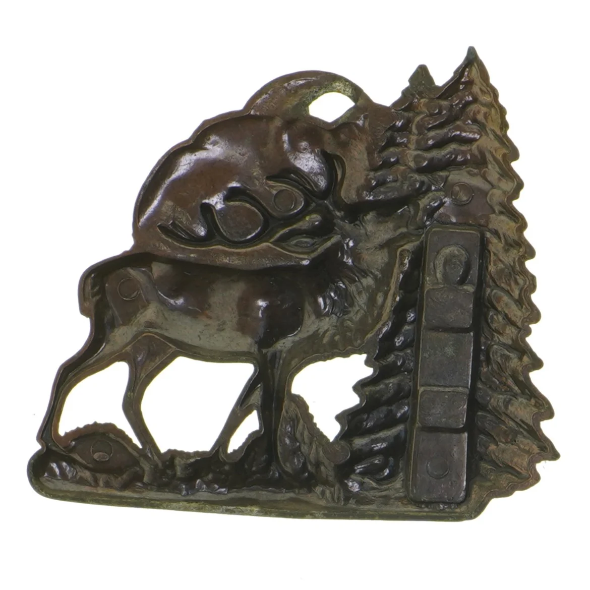 Væghængt termometer med elg og træmotiv (str. 15x13 cm)