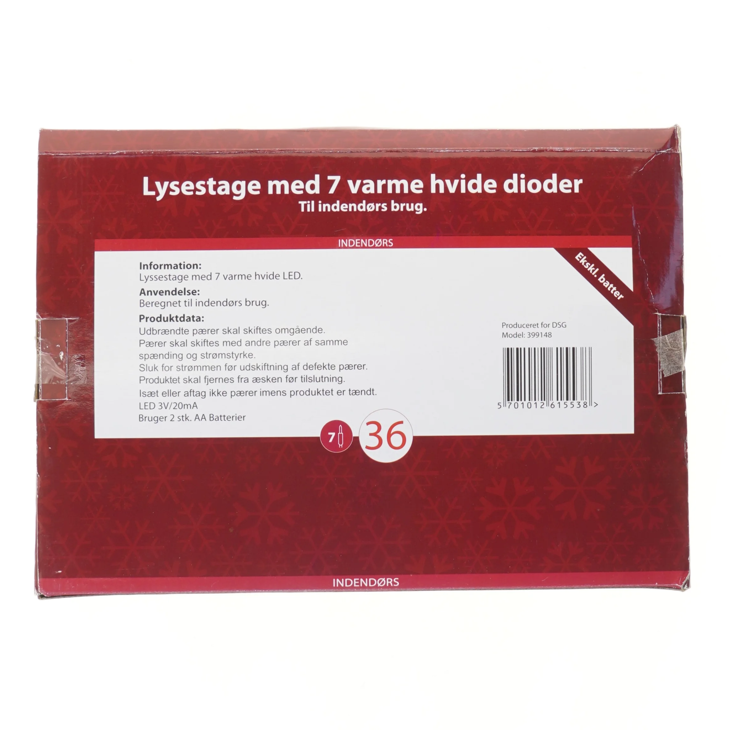 Elektrisk lysestage med 7 LED-lys (str. 41x30 cm)