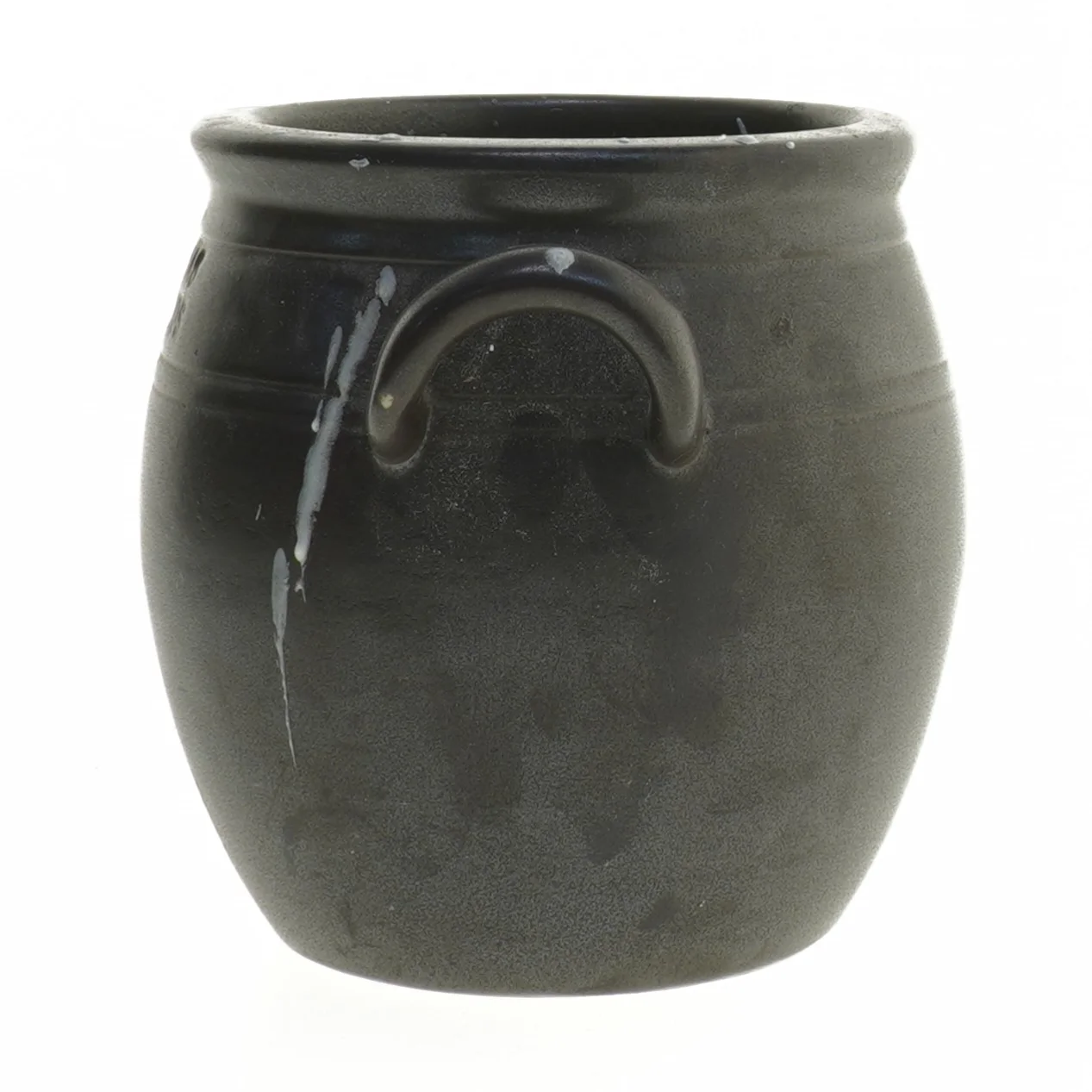 Keramisk krukke med hanke fra Höganäs (str. Ø. 11,5 cm. længde. 13 cm)