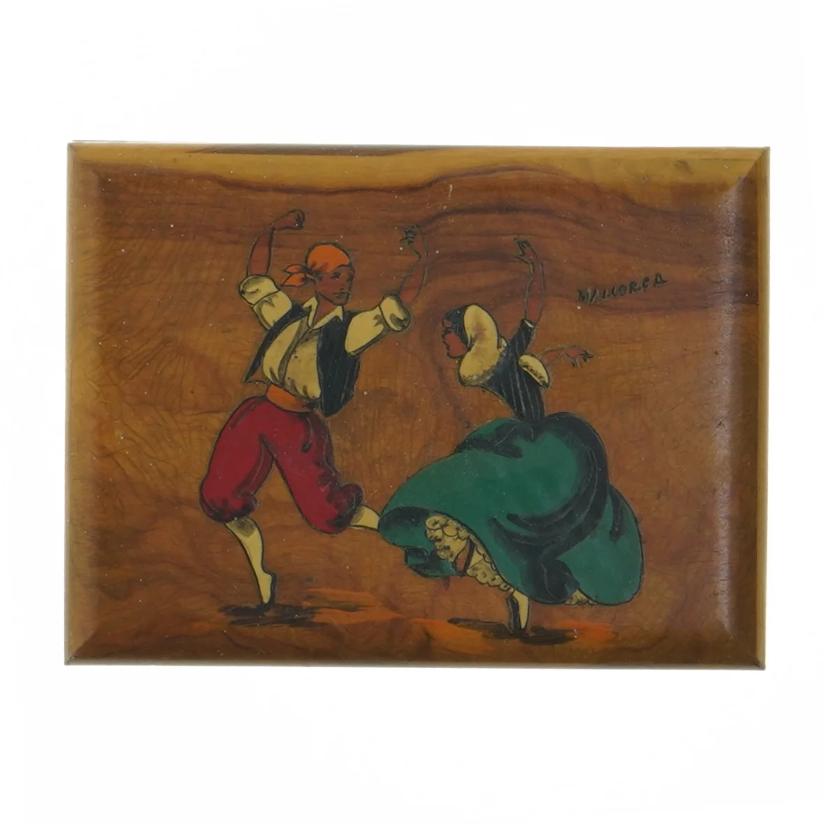 Træ æske med spejl (str. 13,5x5 cm)