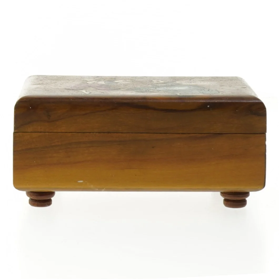 Træ æske med spejl (str. 13,5x5 cm)