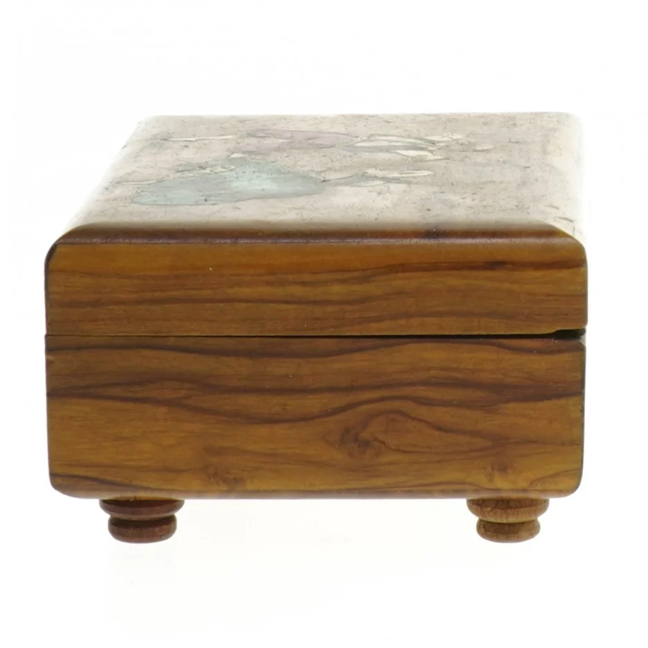 Træ æske med spejl (str. 13,5x5 cm)