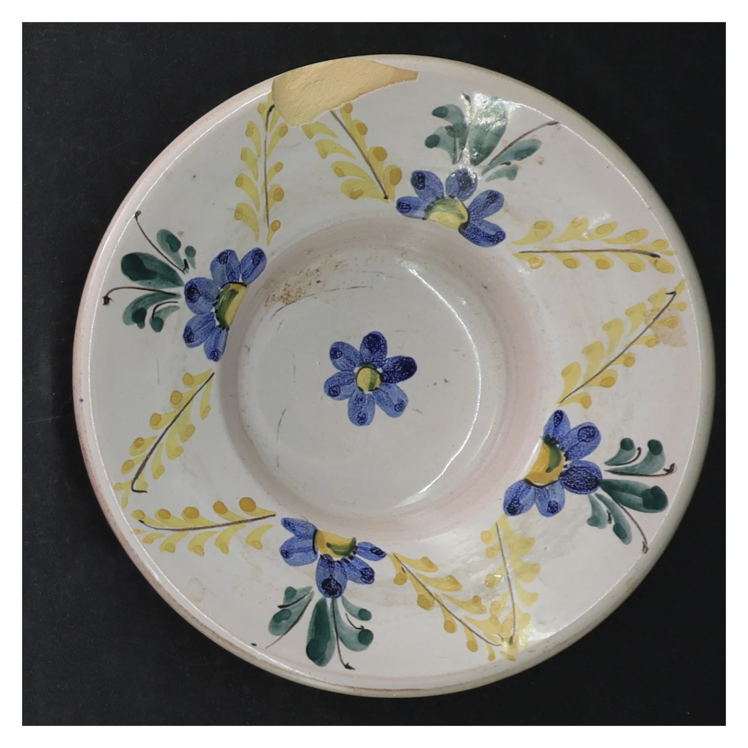 Håndmalet fajance tallerken fra Hedebo (str. Ø. 15 cm)