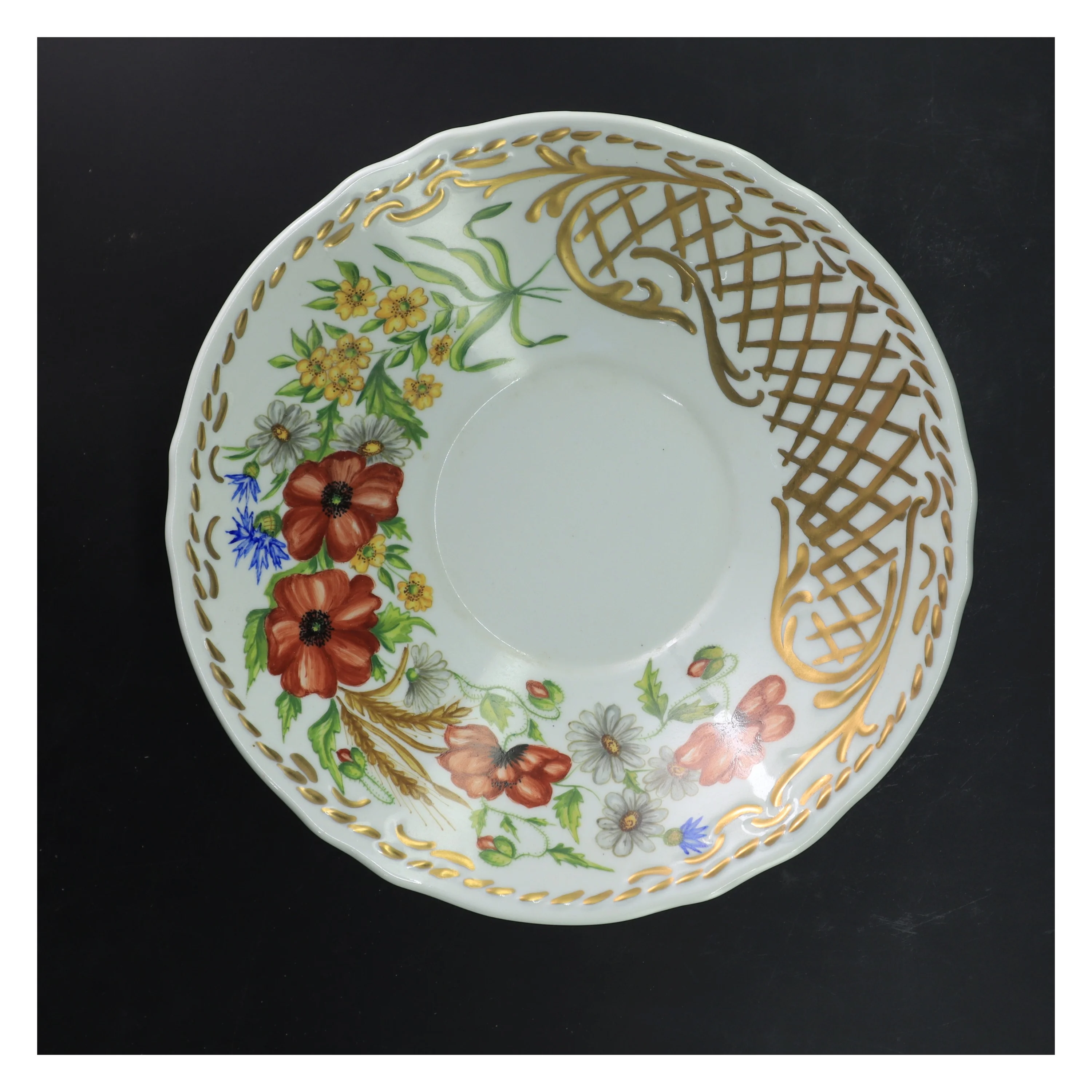 Dekorativ skål med blomstermotiv (str. Ø 26 cm)